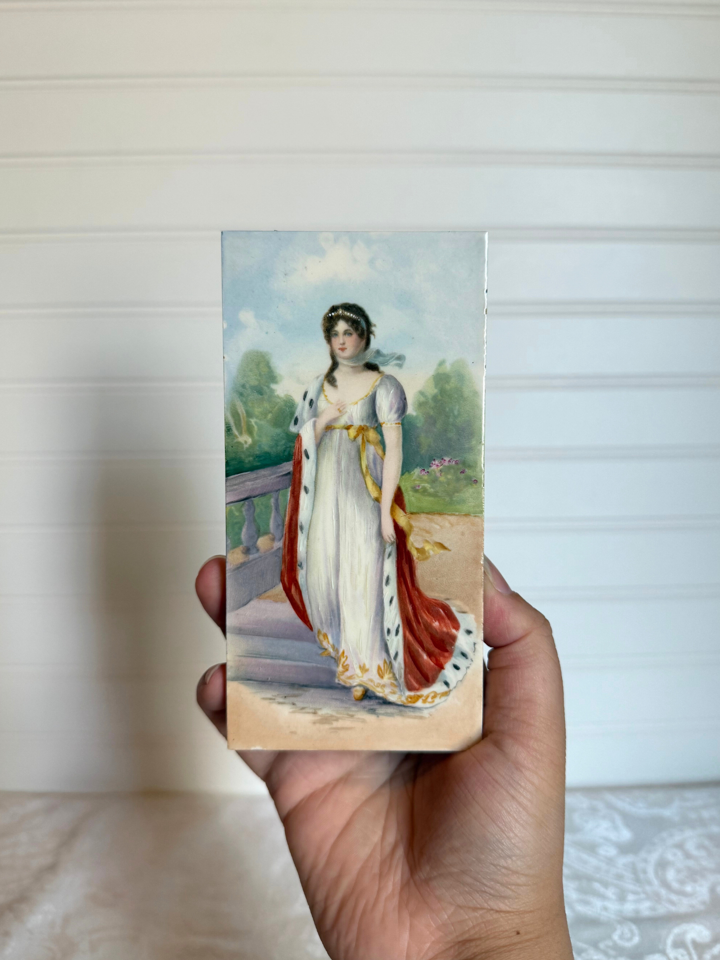 Portrait of Queen Louise Painting on Porcelain with Easel