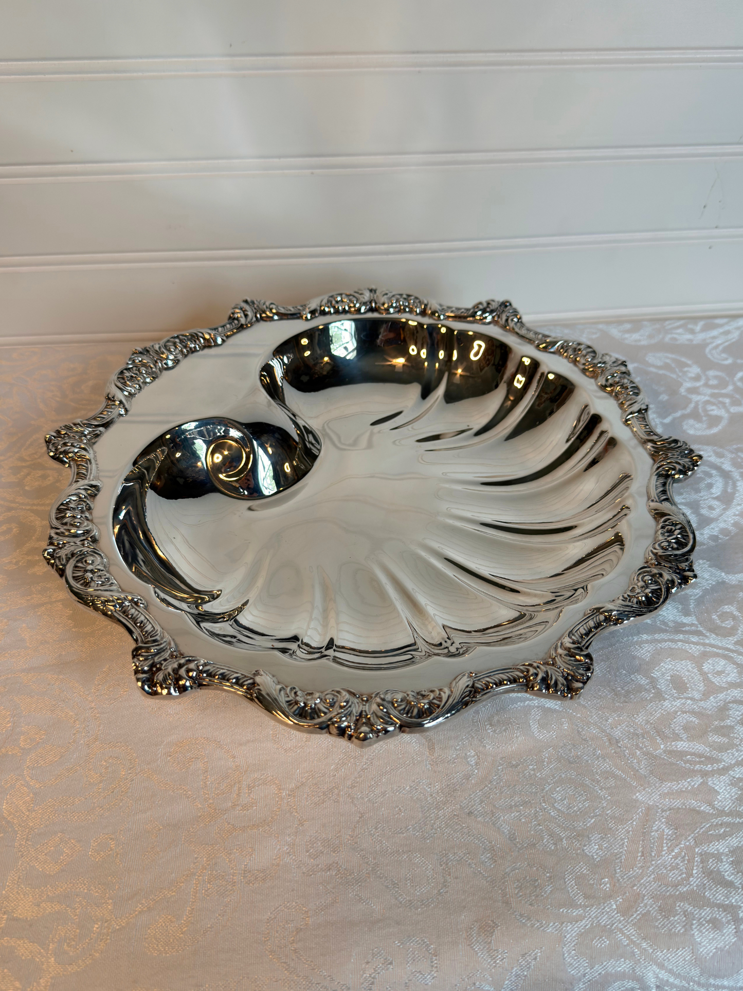 Silver Plated Seashell Serving Tray