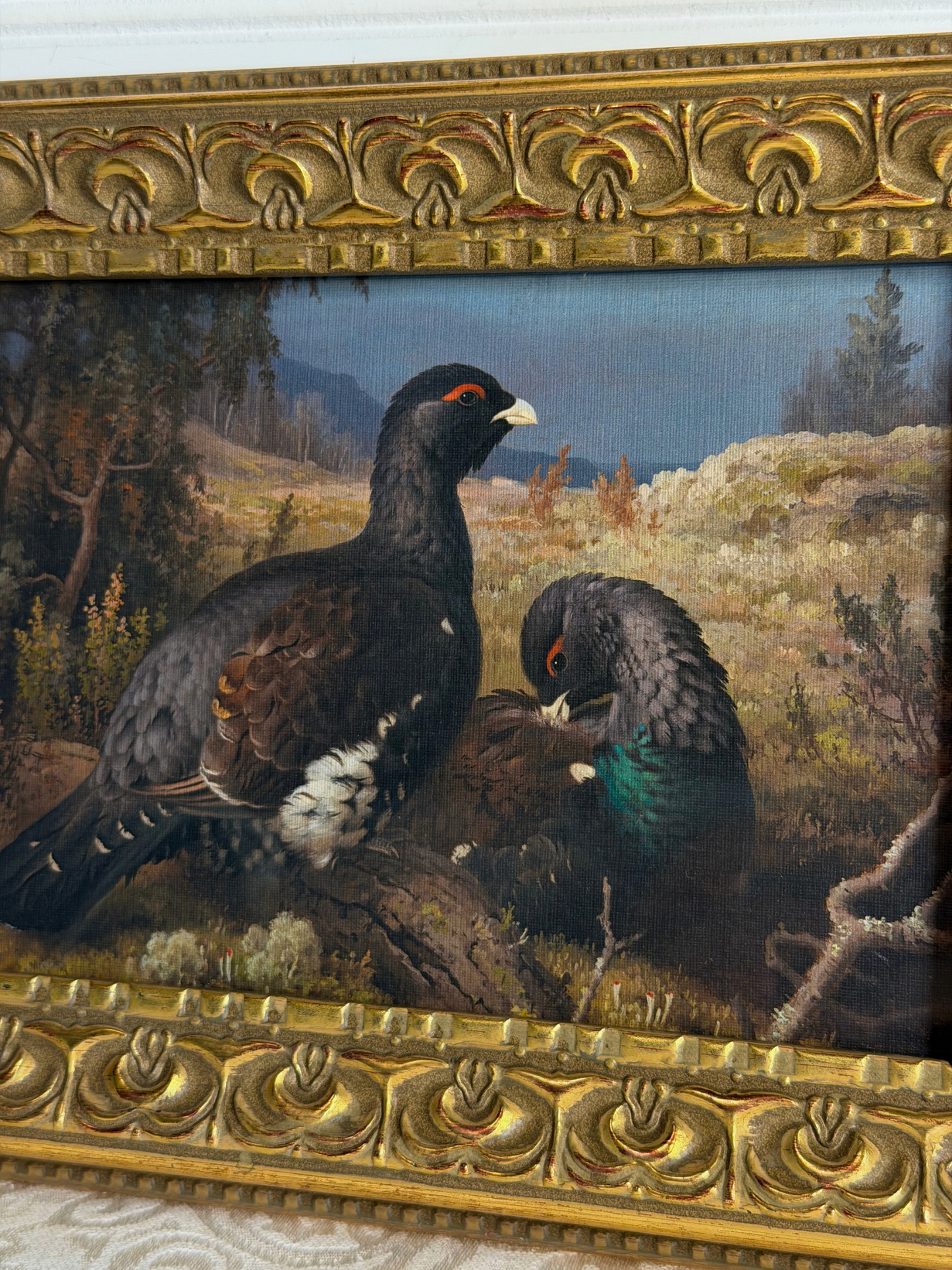 Framed Landscape with Birds Print