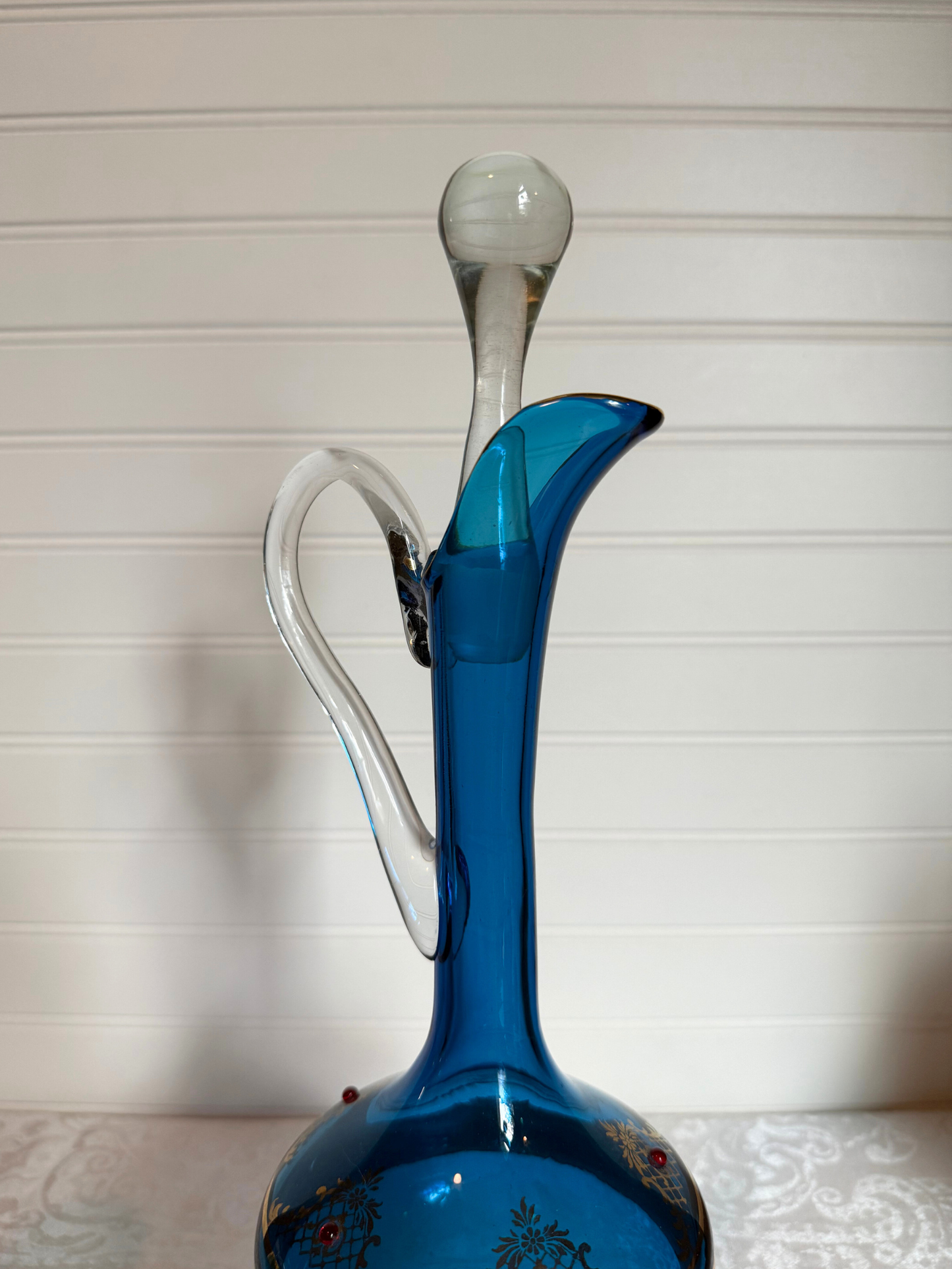 Italian Murano Venetian blue glass decanter set