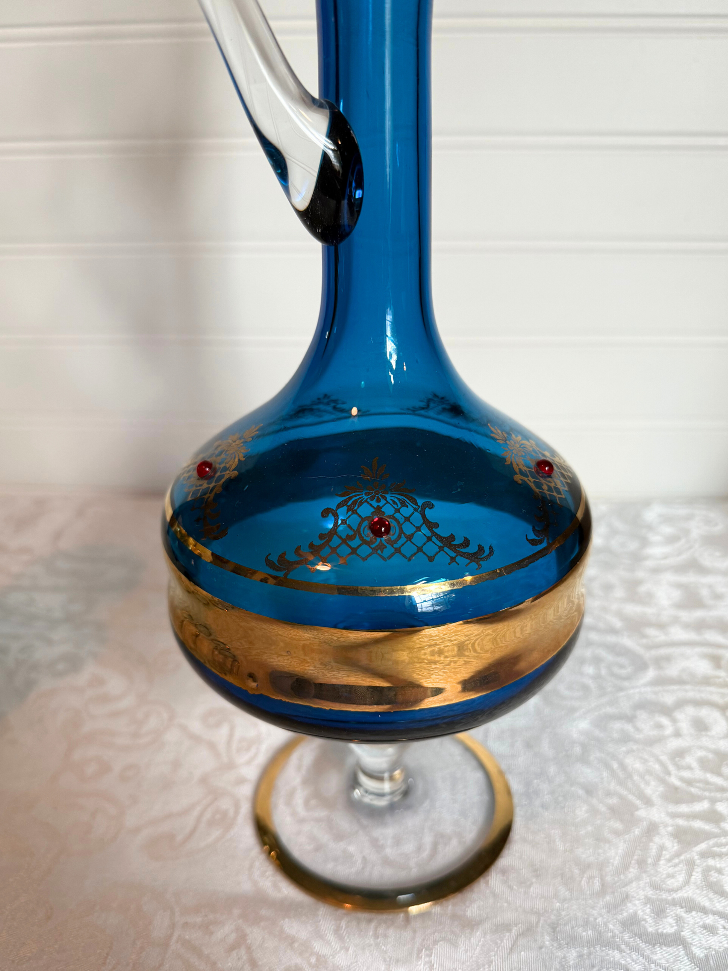 Italian Murano Venetian blue glass decanter set