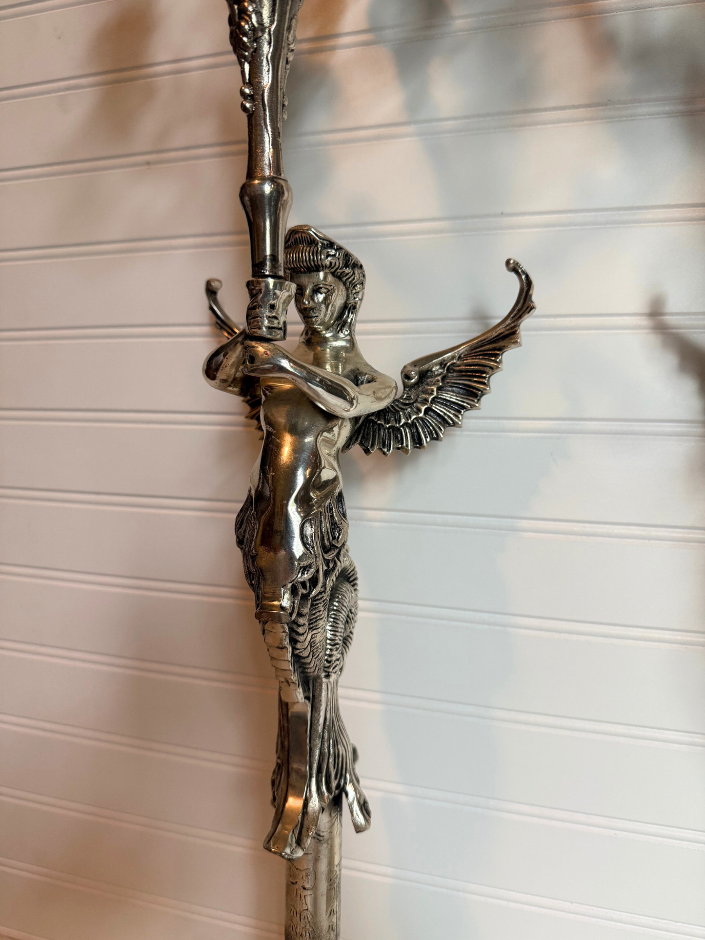 Silver Plated Mermaid Angel Candelabras