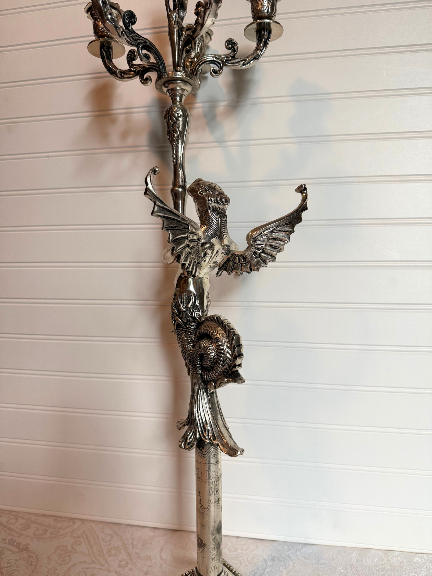 Silver Plated Mermaid Angel Candelabras