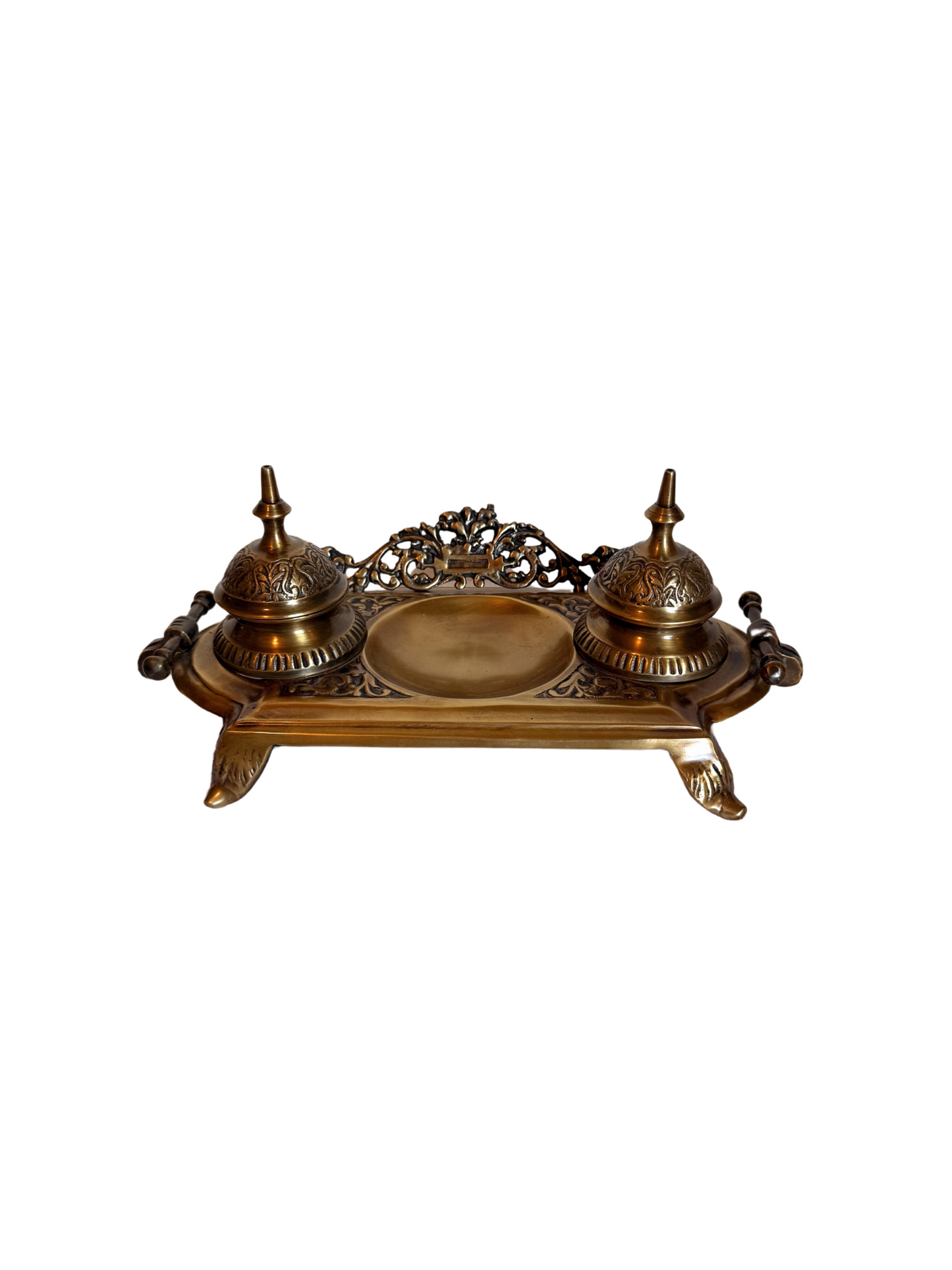 Brass Double Inkwell