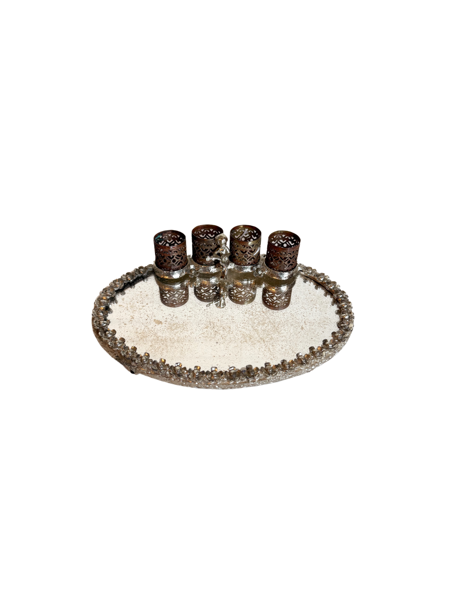 Silver Ormolu Mirror Lipstick Holder Tray