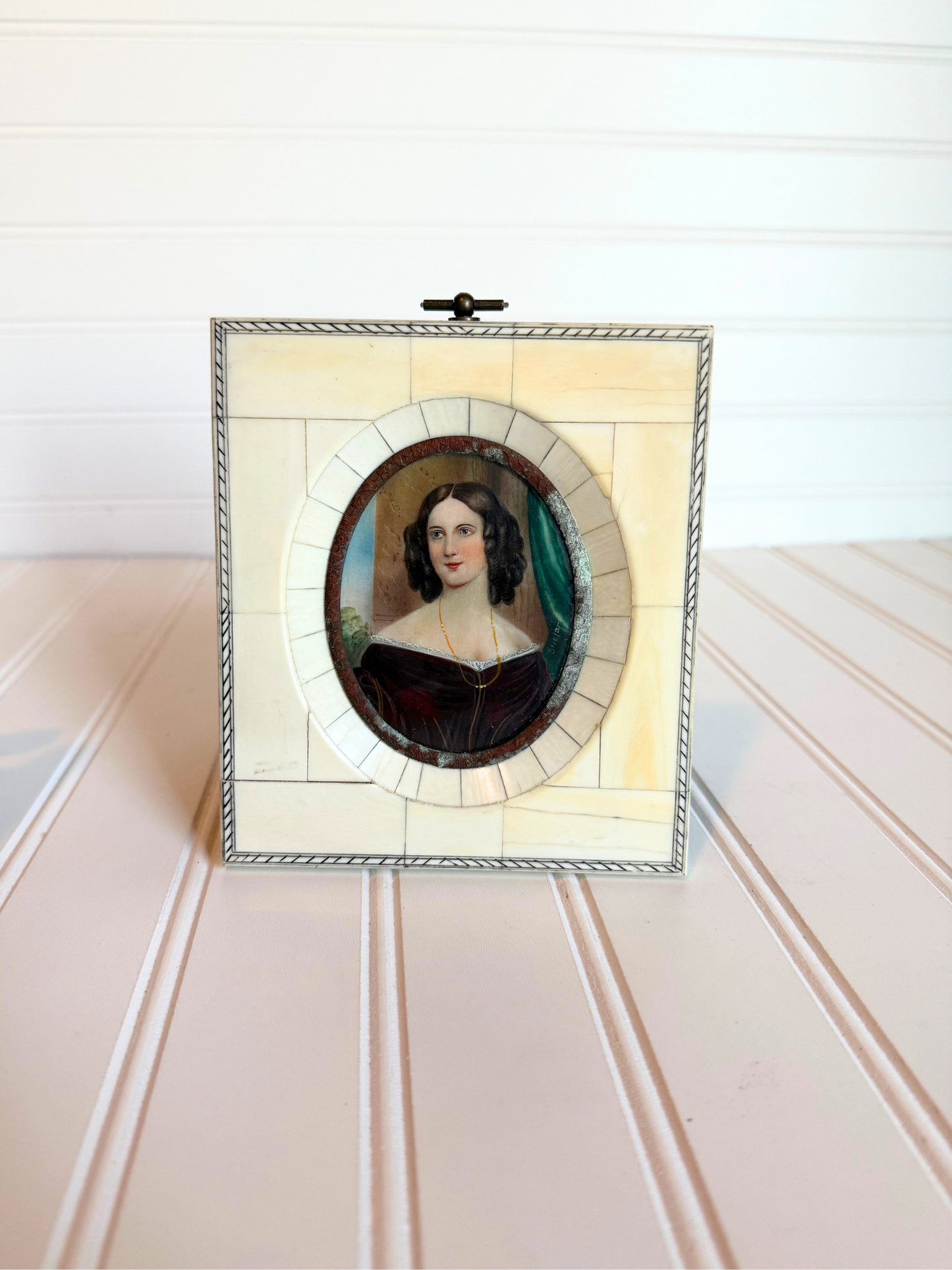 Bone Frame with Caroline Lizius Portrait Painting