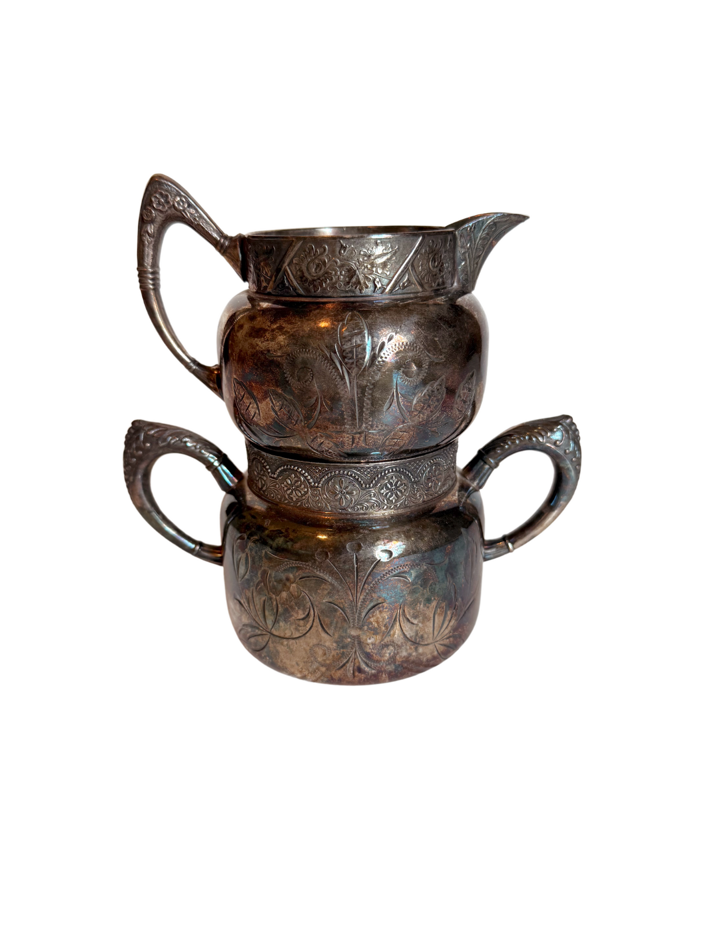 Silver Plated Etched Sugar & Creamer Set