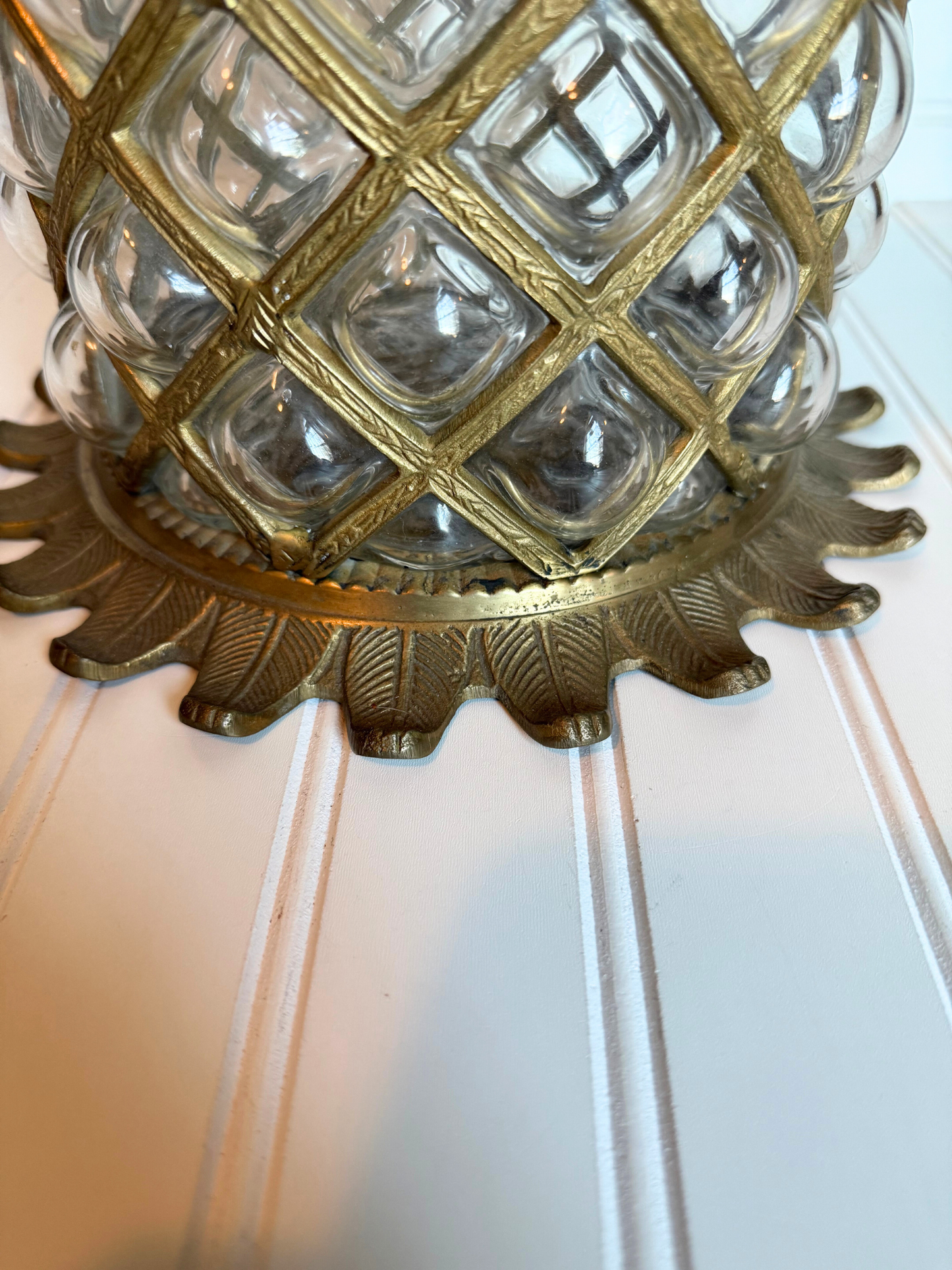 Large Brass & Bubble Glass Apothecary Jar