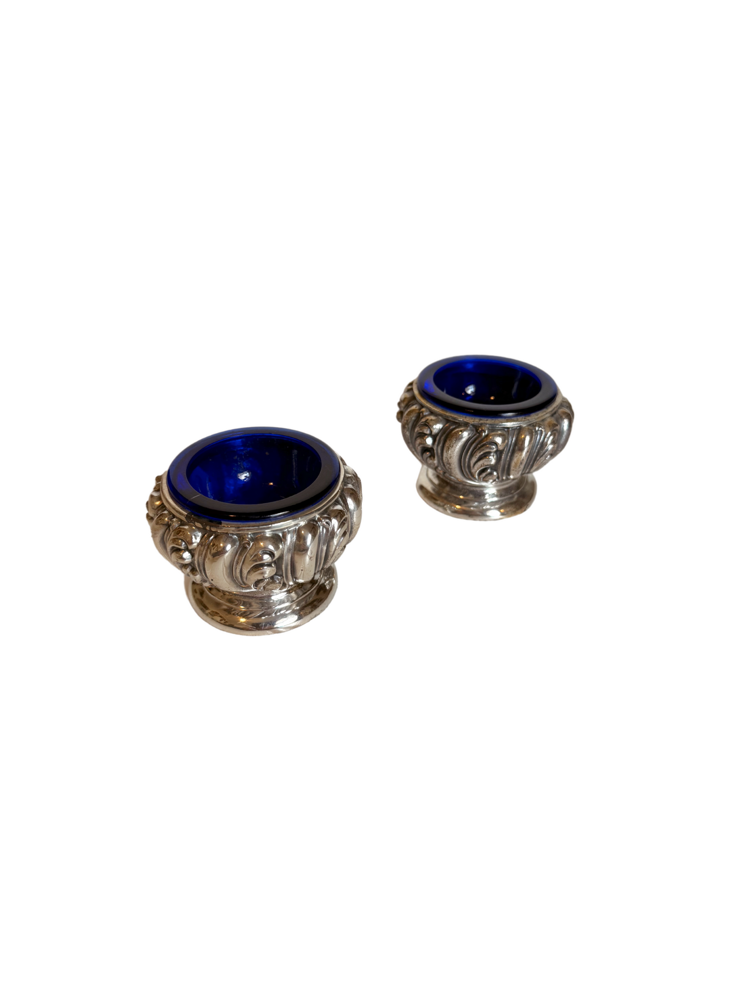 Silver Plated & Cobalt Salt Cellars