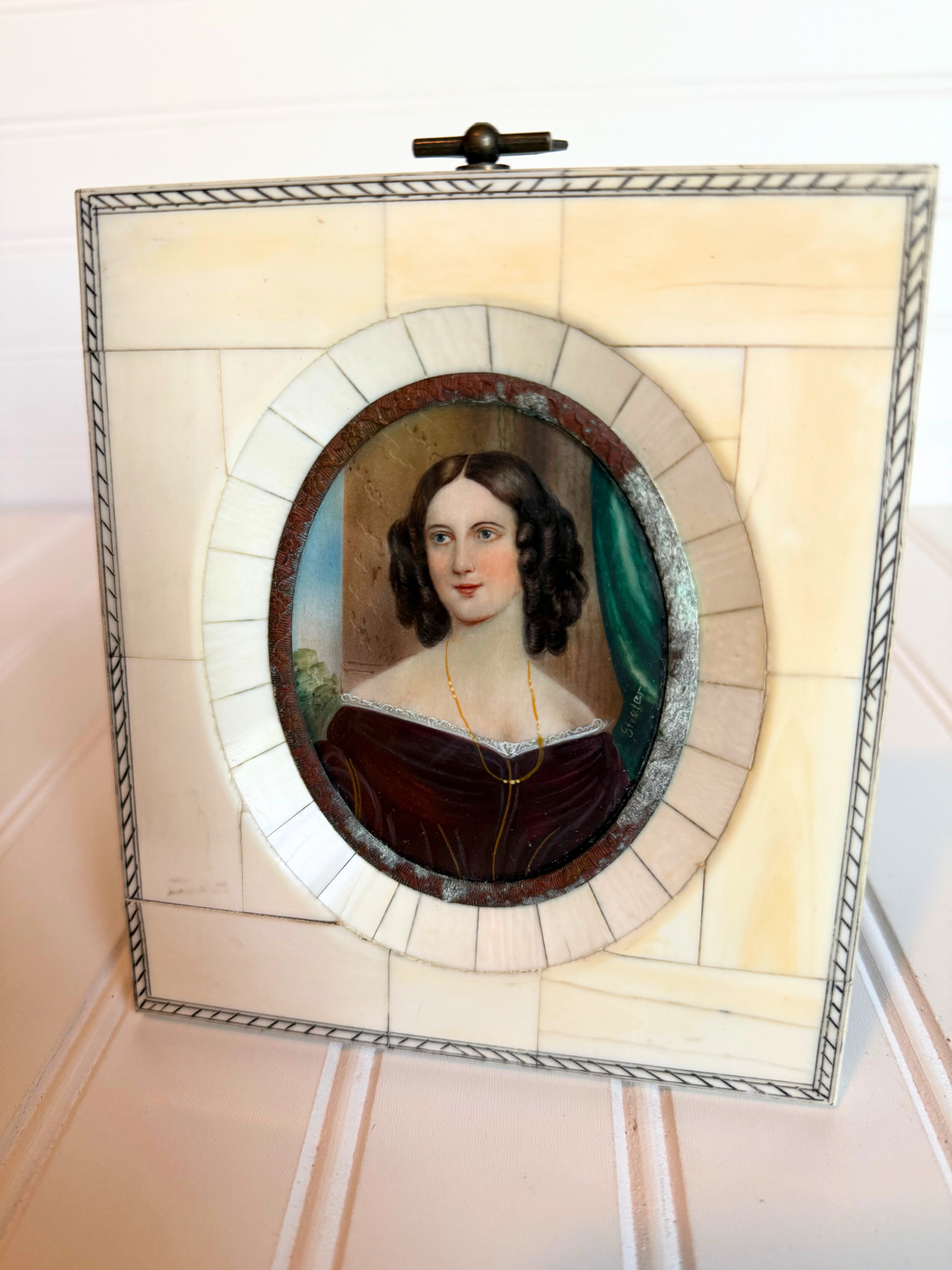 Bone Frame with Caroline Lizius Portrait Painting