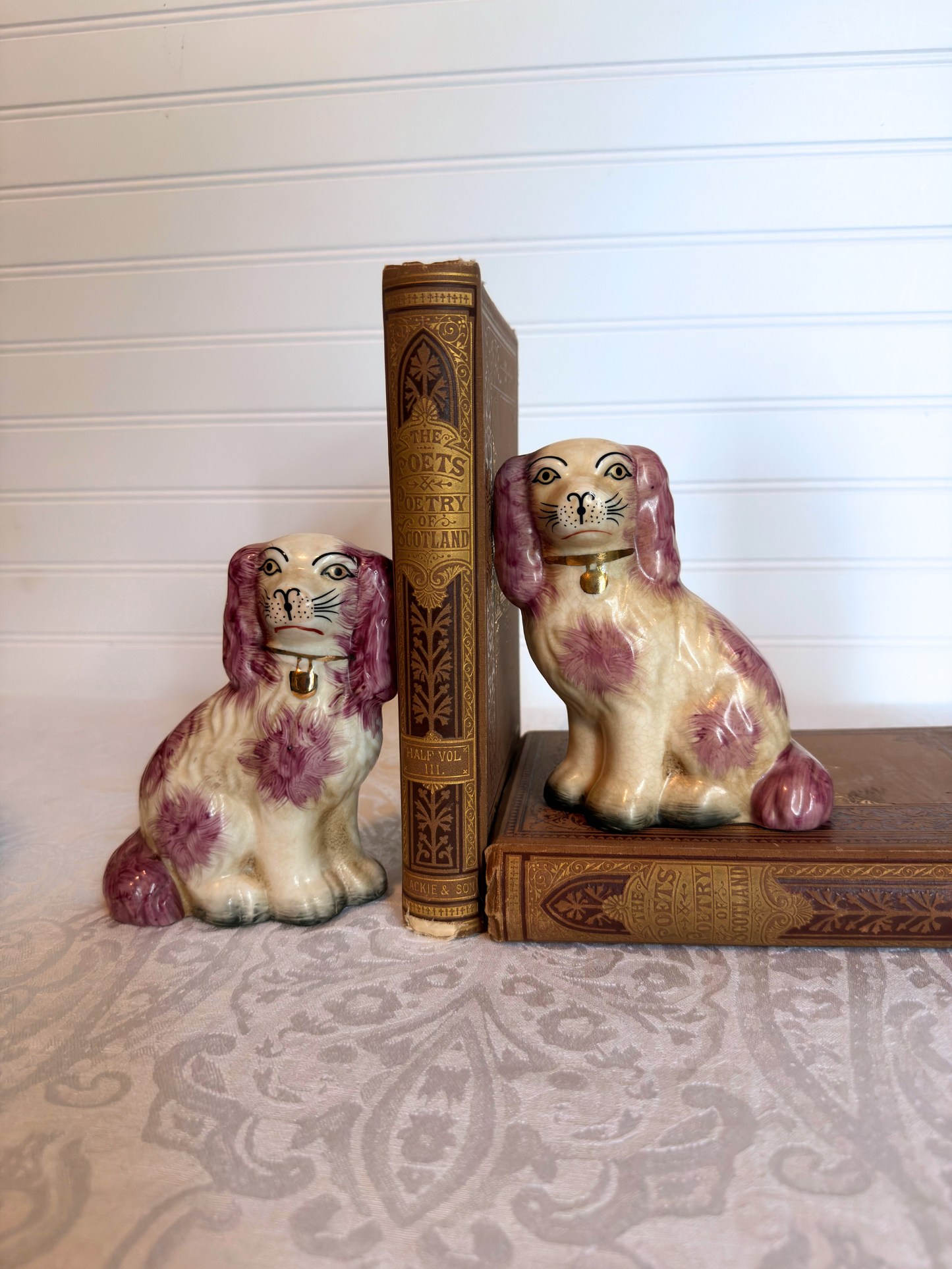 Pair of Pink Staffordshire Dogs