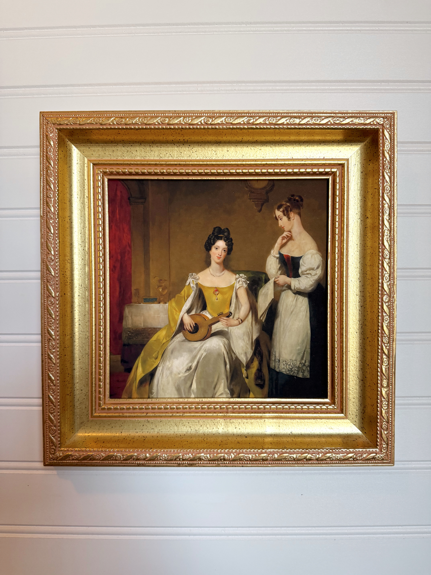 Elegant Interior with Young Ladies Framed Giclee Print