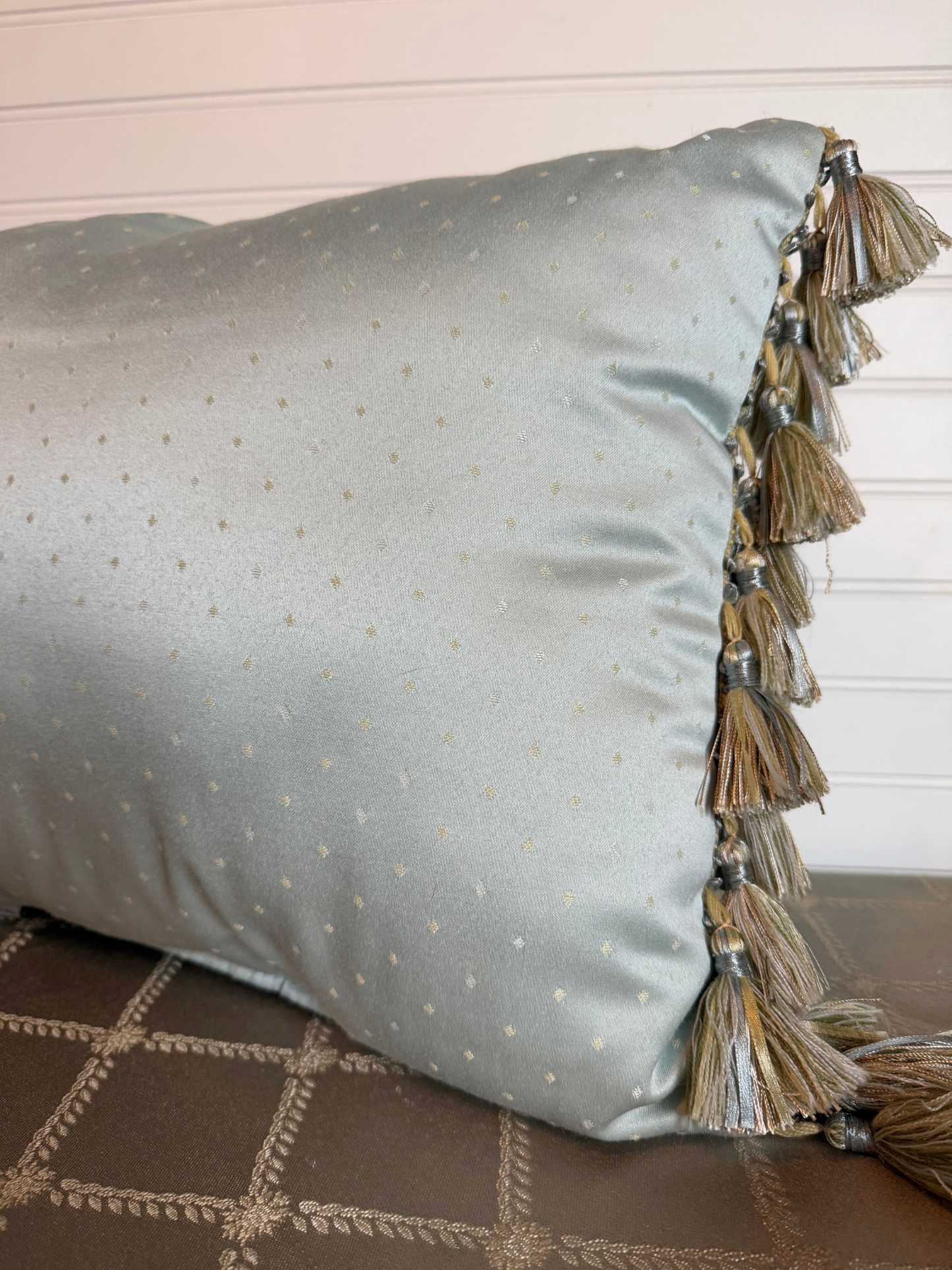 Pale Blue Floral Throw Pillow