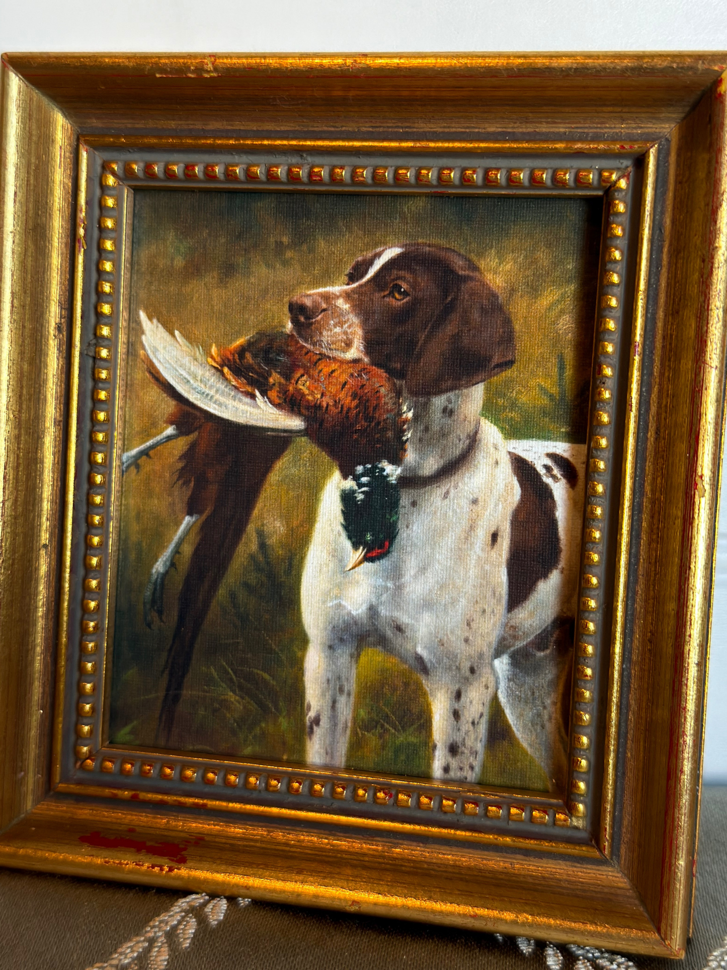 Framed English Pointer with Pheasant Print