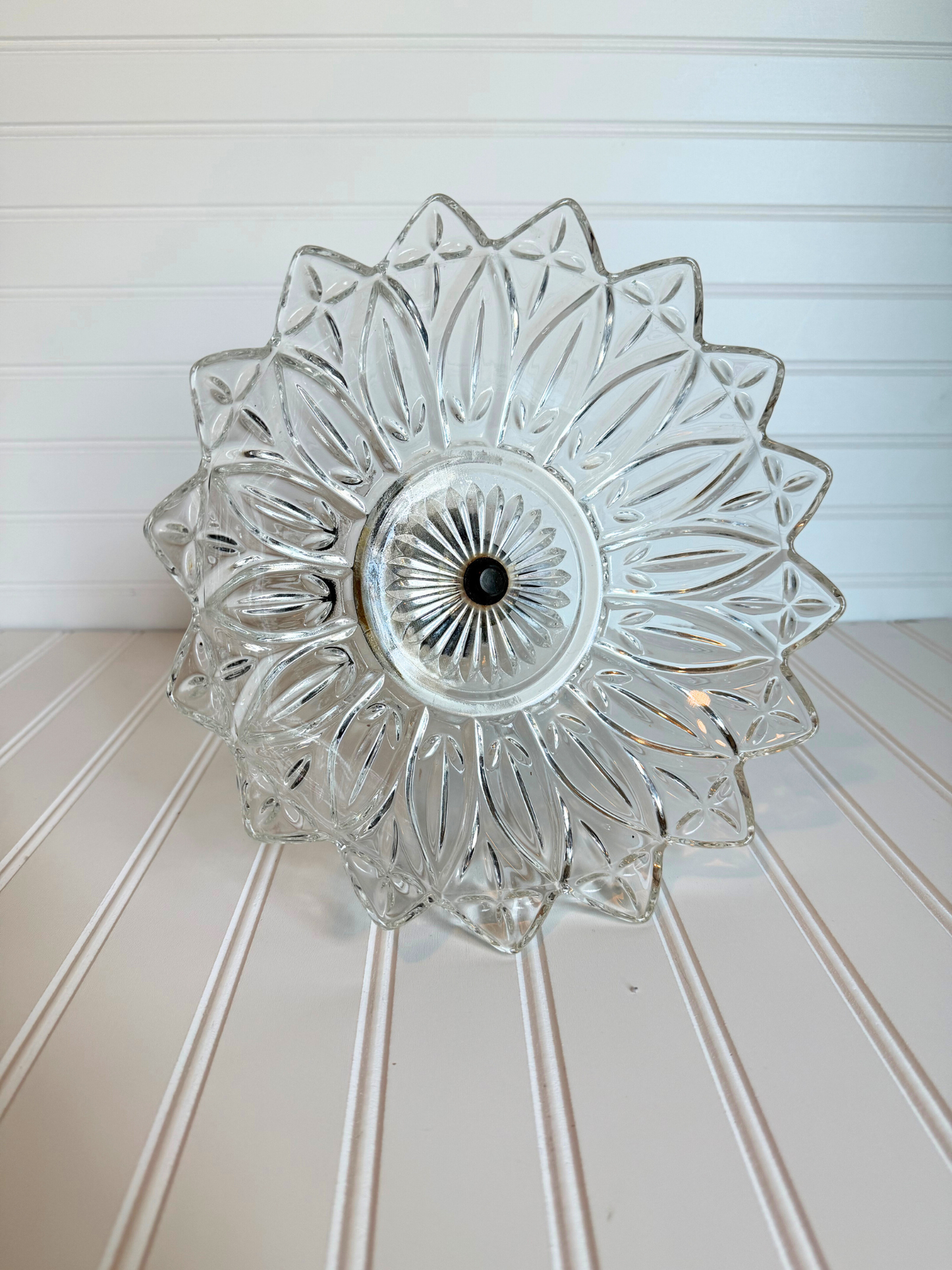 Hollywood Regency Cut Glass Cherub Pedestal Dish