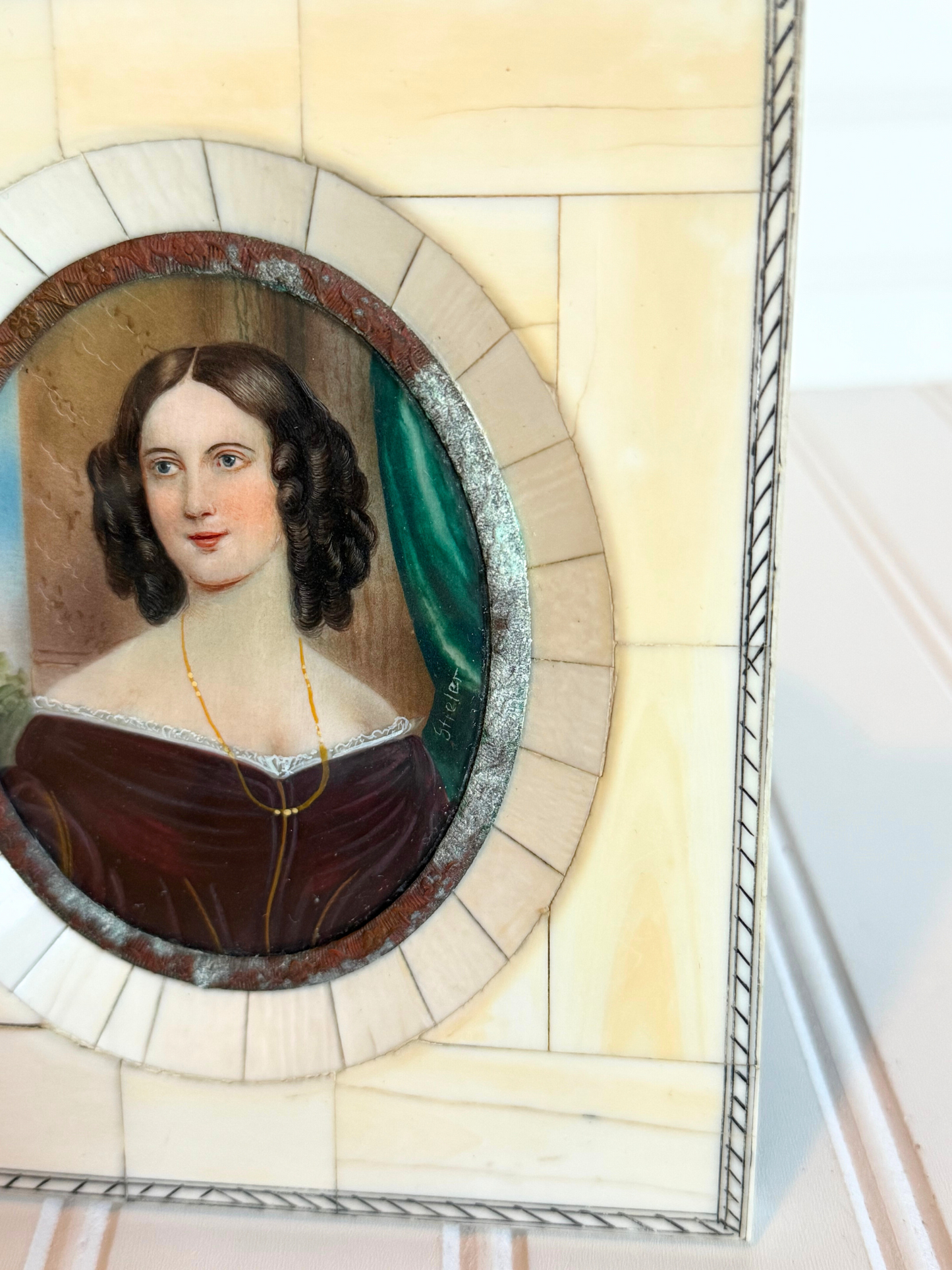 Bone Frame with Caroline Lizius Portrait Painting