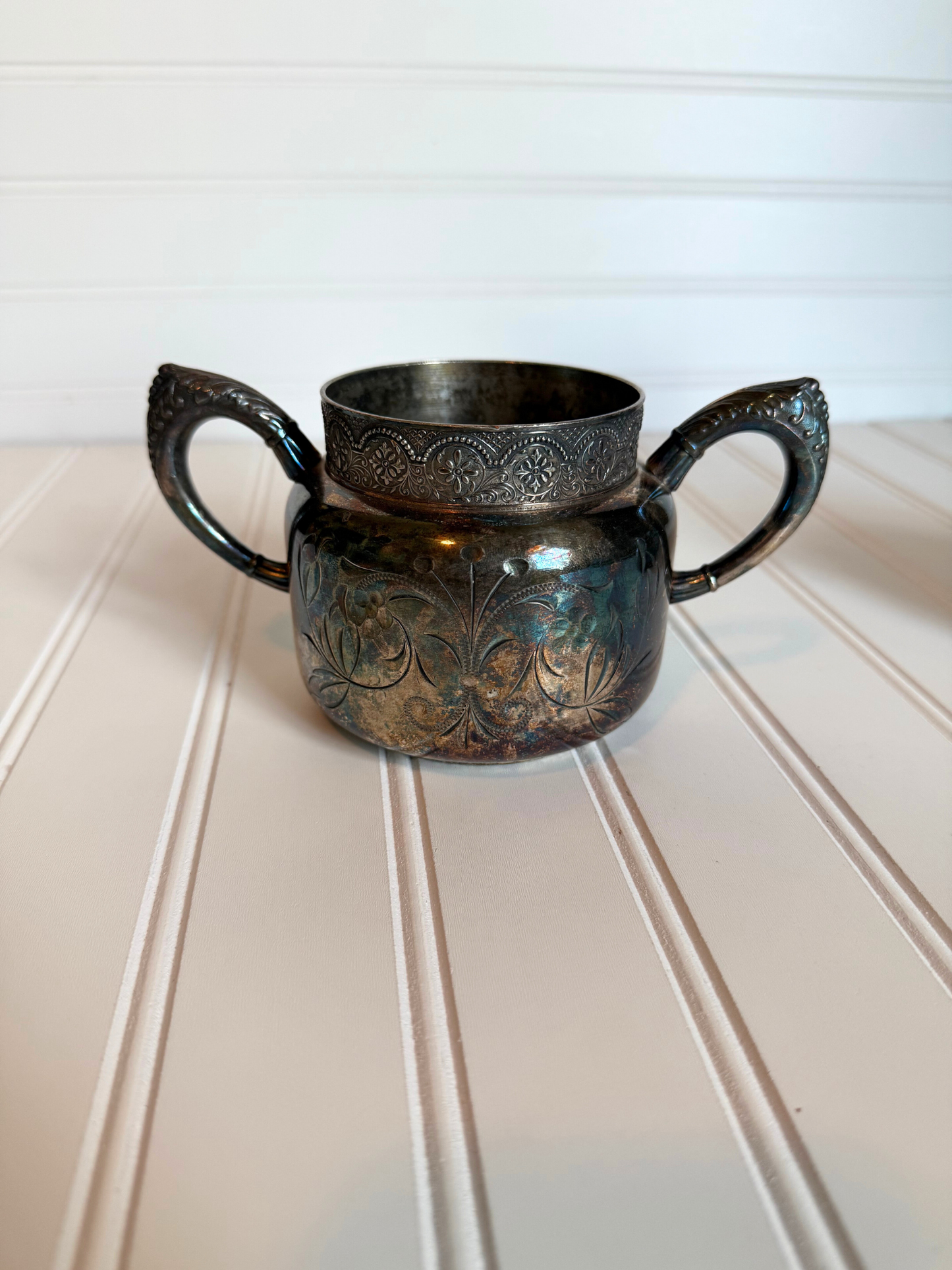 Silver Plated Etched Sugar & Creamer Set