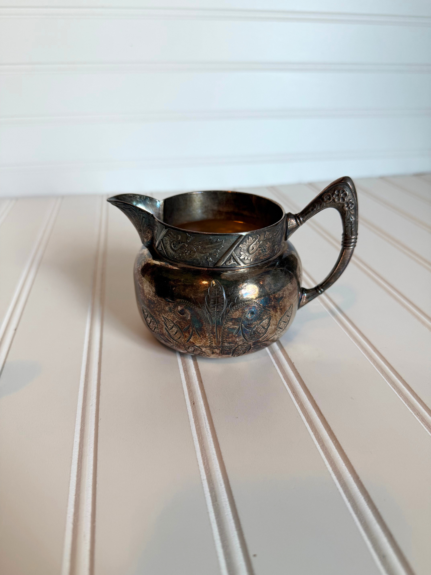 Silver Plated Etched Sugar & Creamer Set