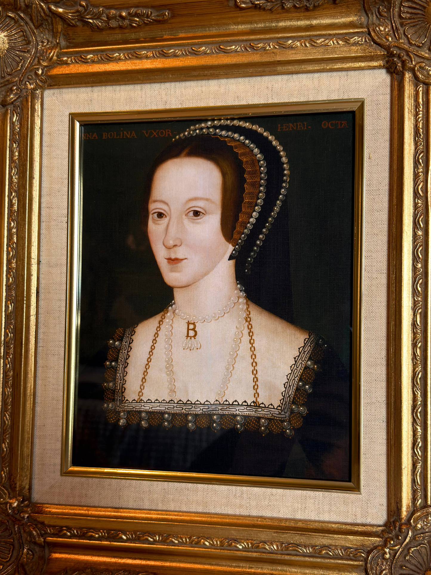 Anne Boleyn portrait in a gold frame