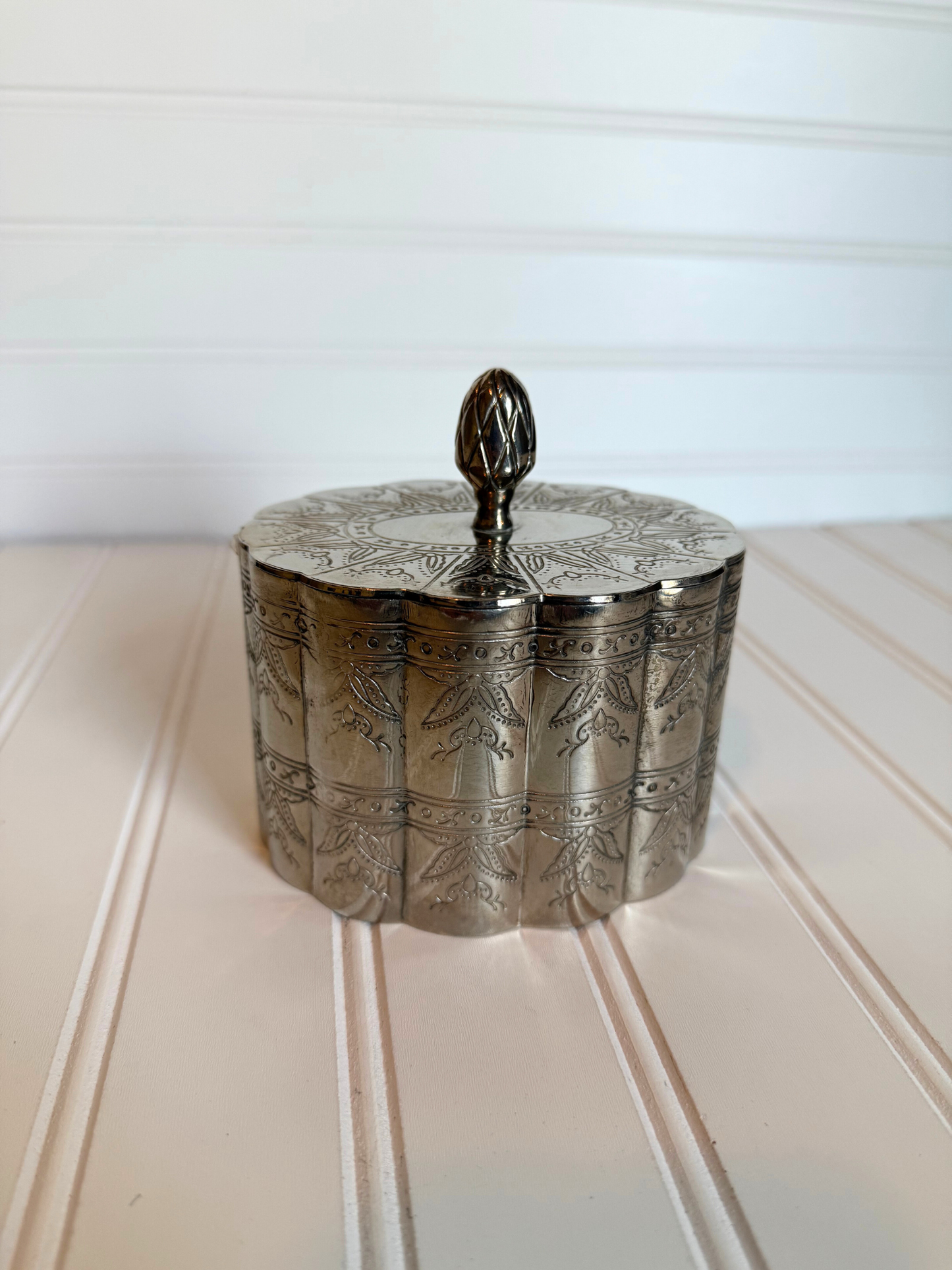 Etched Silver Plated Trinket Box