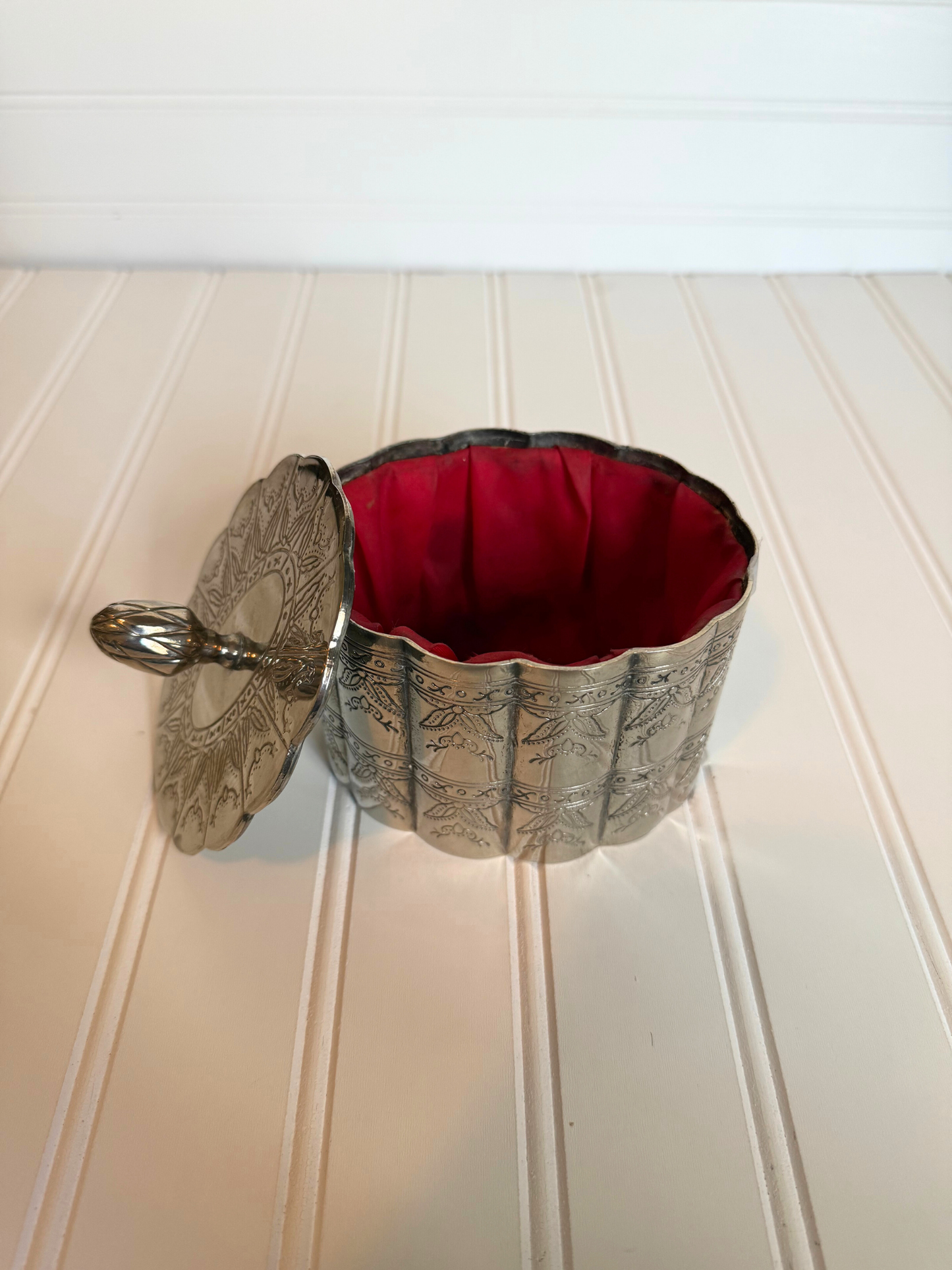 Etched Silver Plated Trinket Box