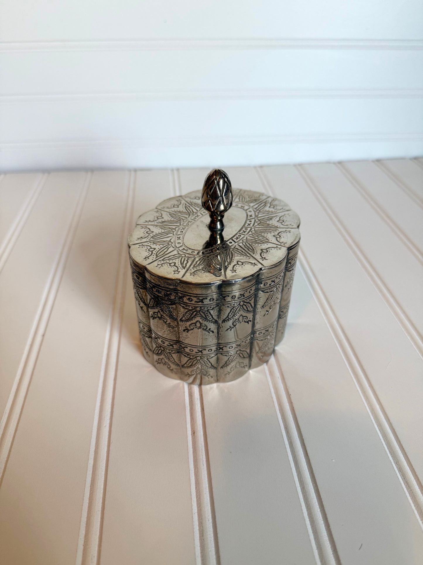 Etched Silver Plated Trinket Box