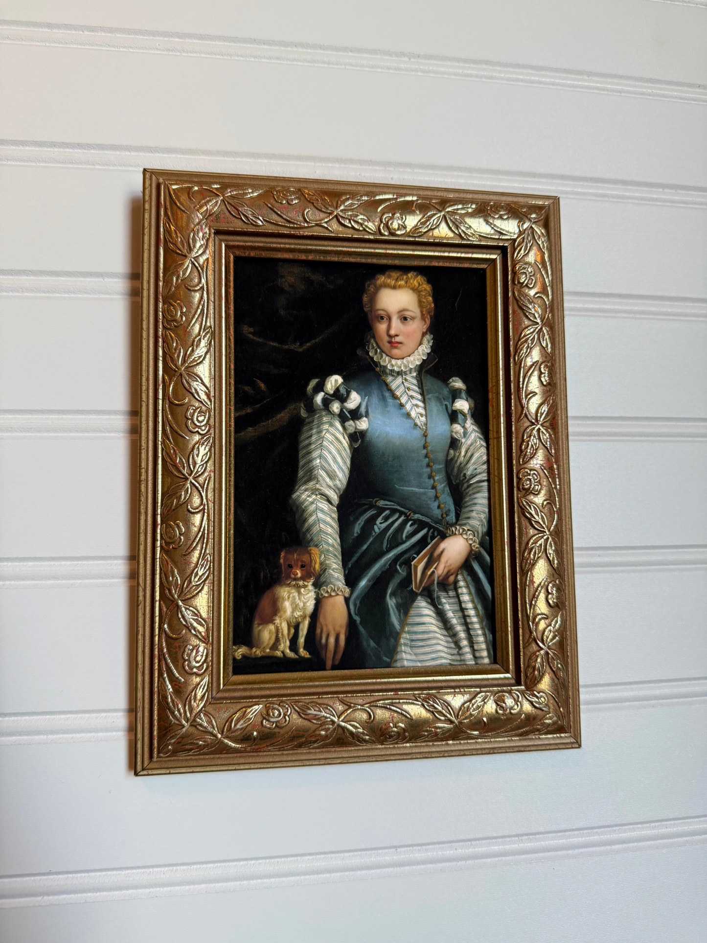 Portrait of a Woman & Dog Framed Giclee print