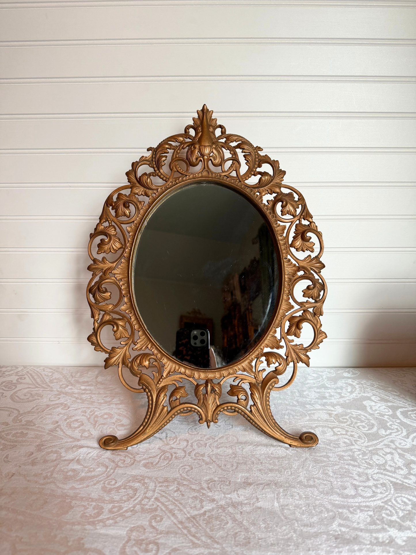 Gilded Castiron Tabletop Mirror
