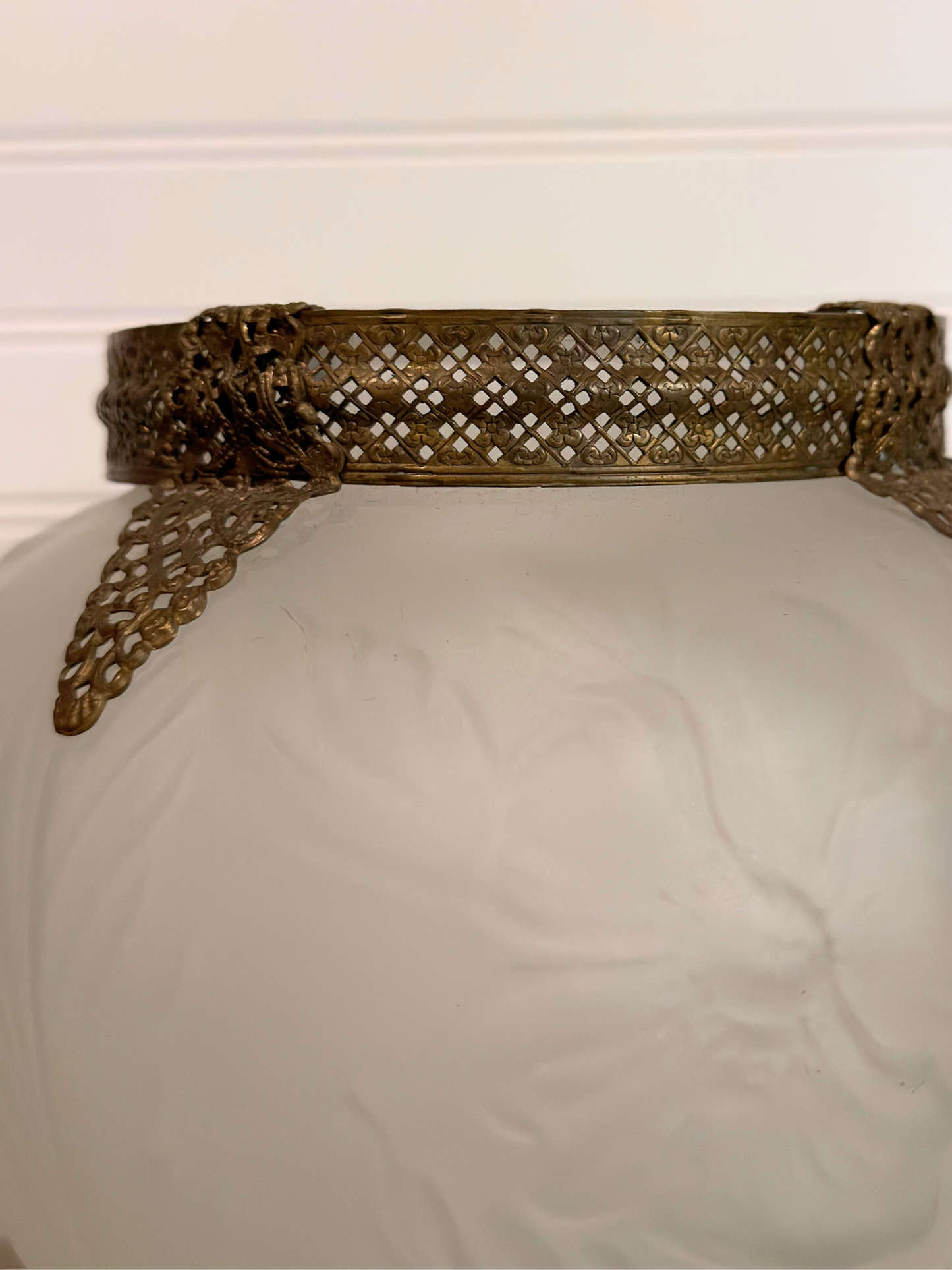 Art Deco Frosted Glass & Ormolu Tiffin Poppy Vase