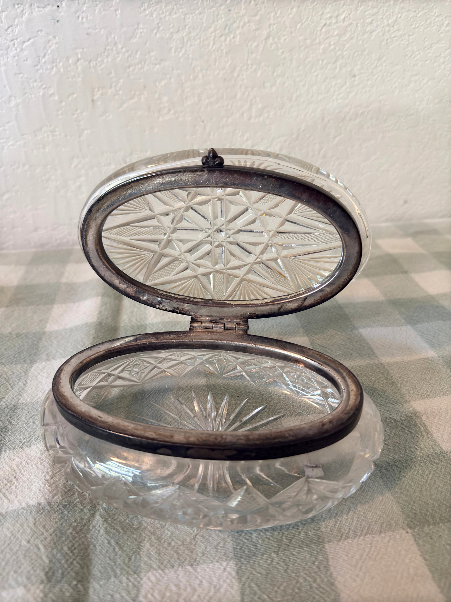 Antique American Brilliant Cut & Silver Jewelry Casket