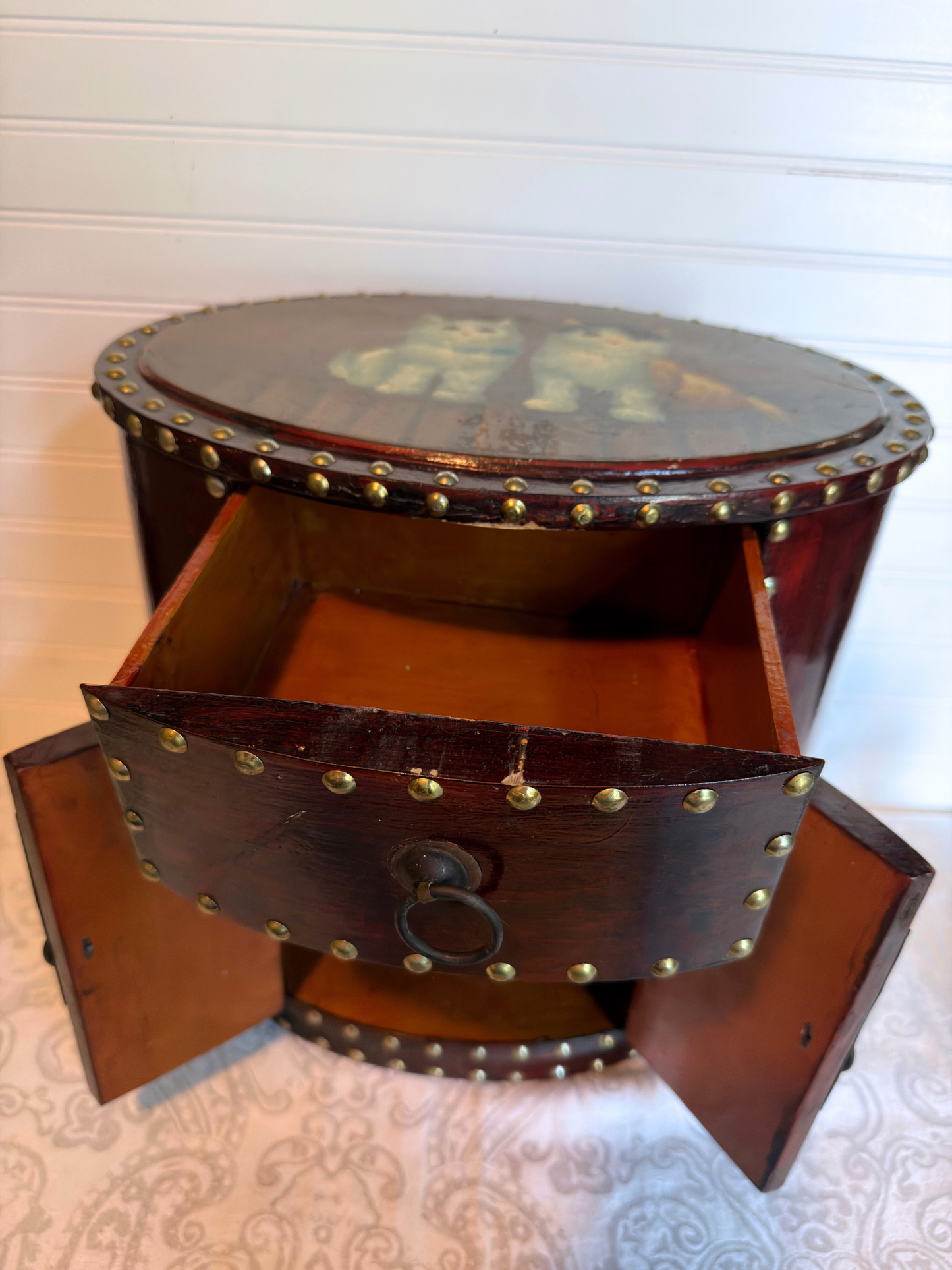 Hand Painted Cats Cabinet with Drawer
