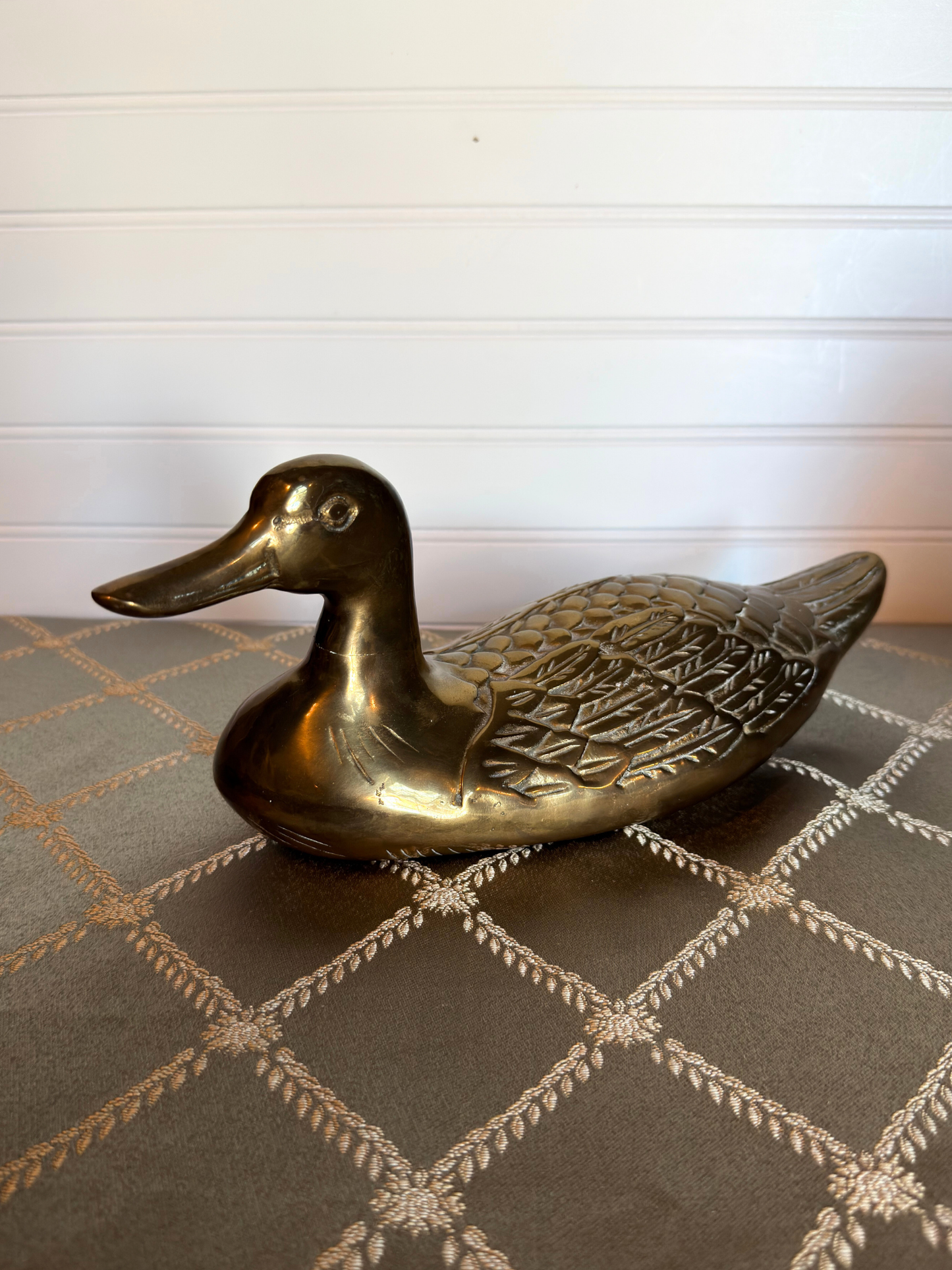 Large Solid Brass Duck