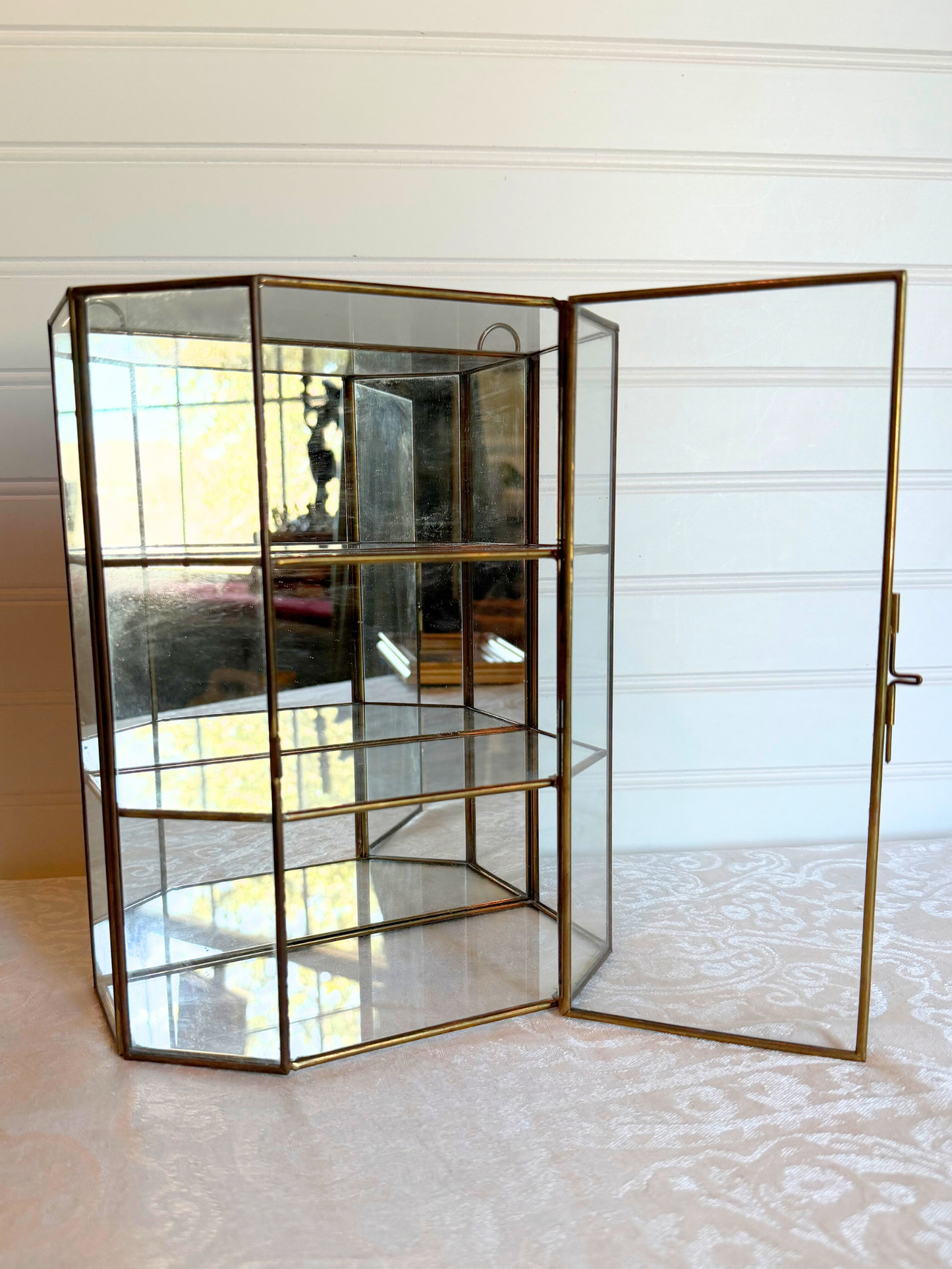 Brass & Glass Curio Display Cabinet