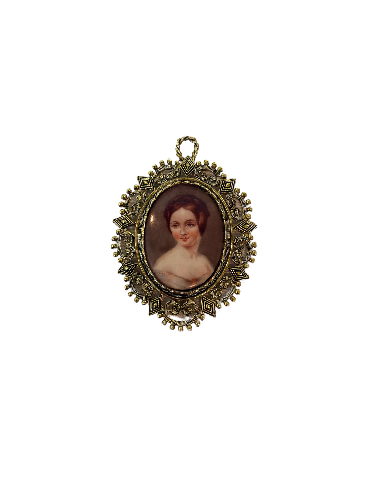 Portrait of a Lady Painting on Porcelain Pendant
