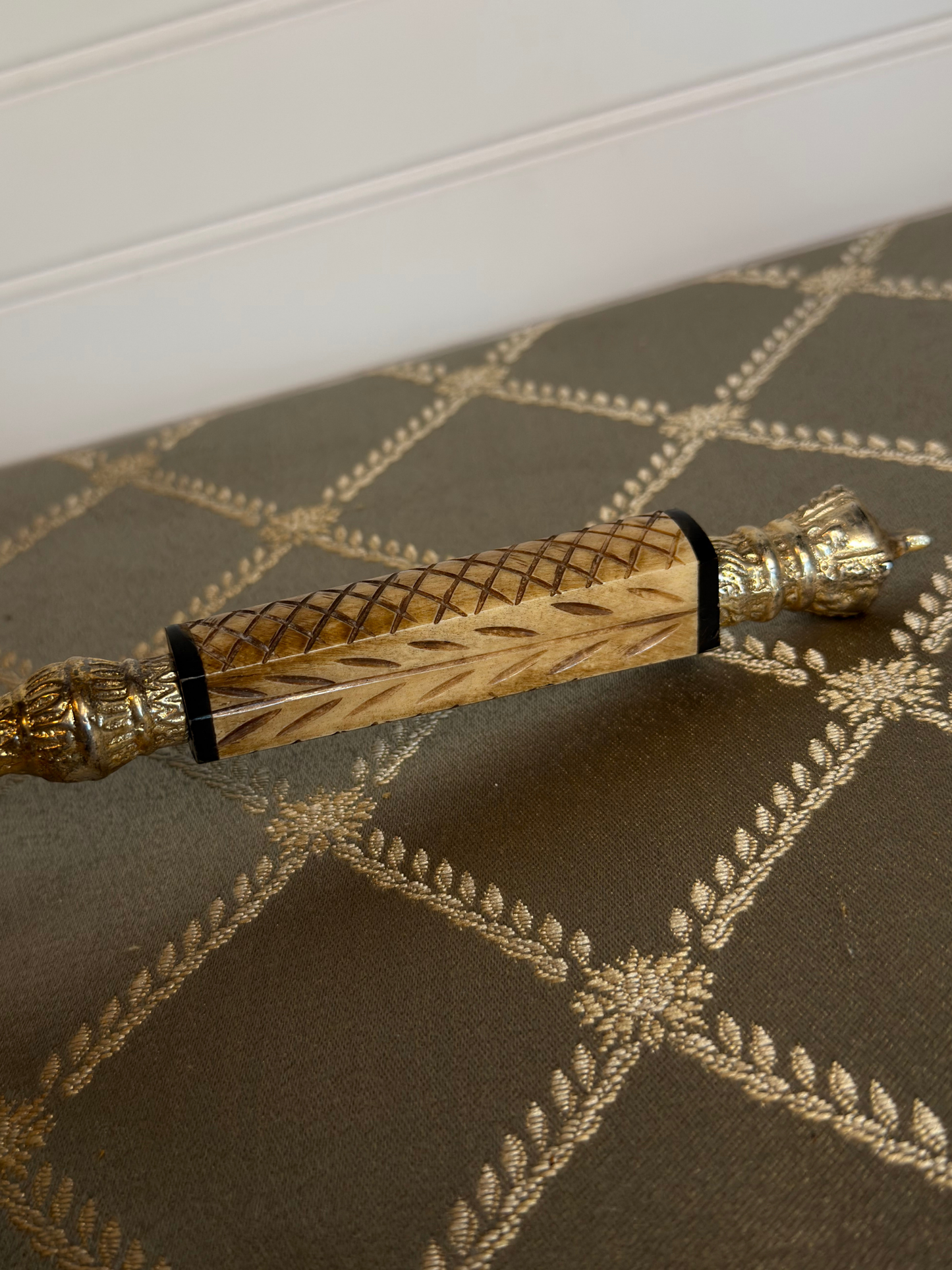 Carved Bone & Crown Magnifying Glass