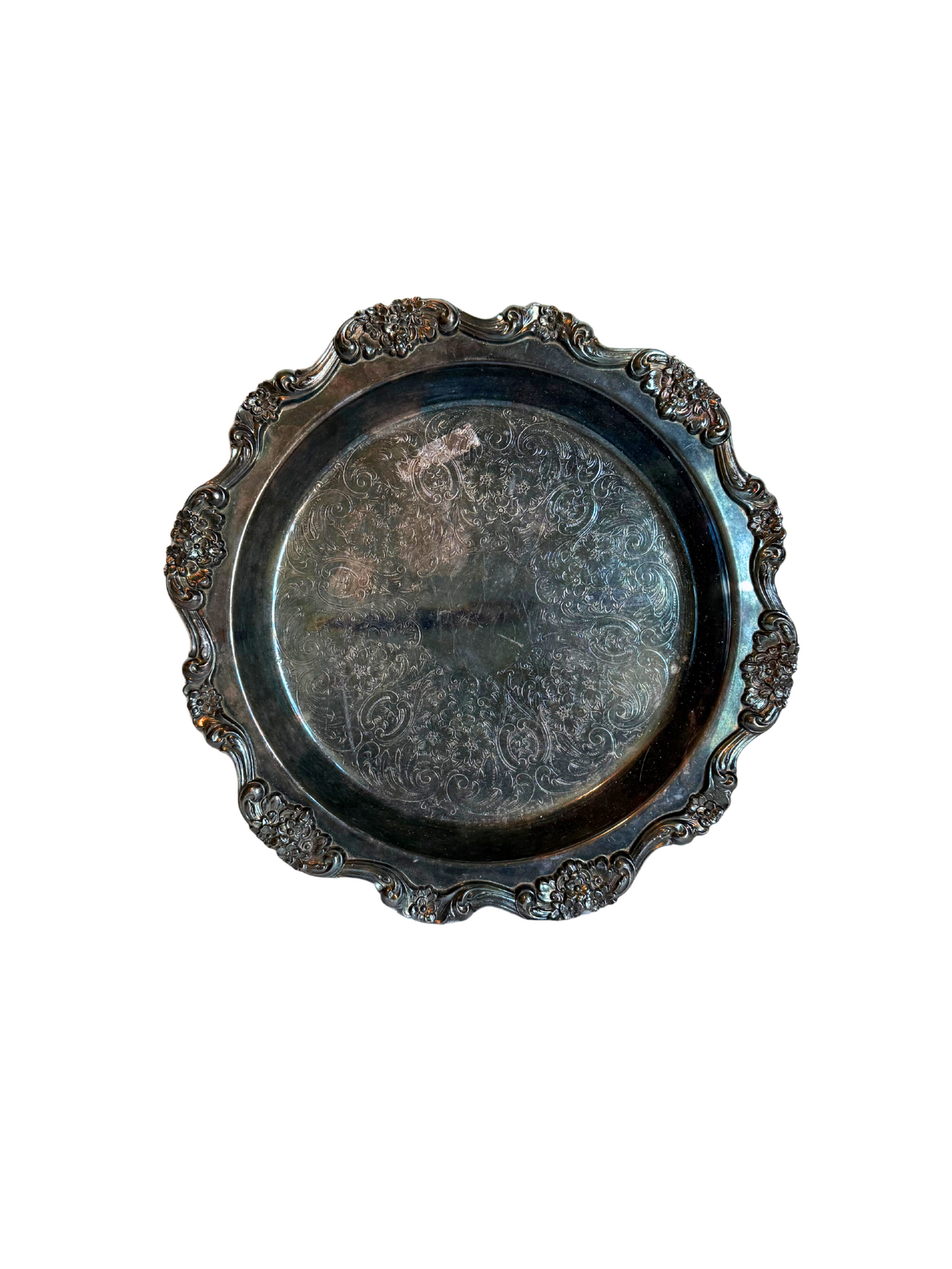 Ornate Silver Plated Footed Tray