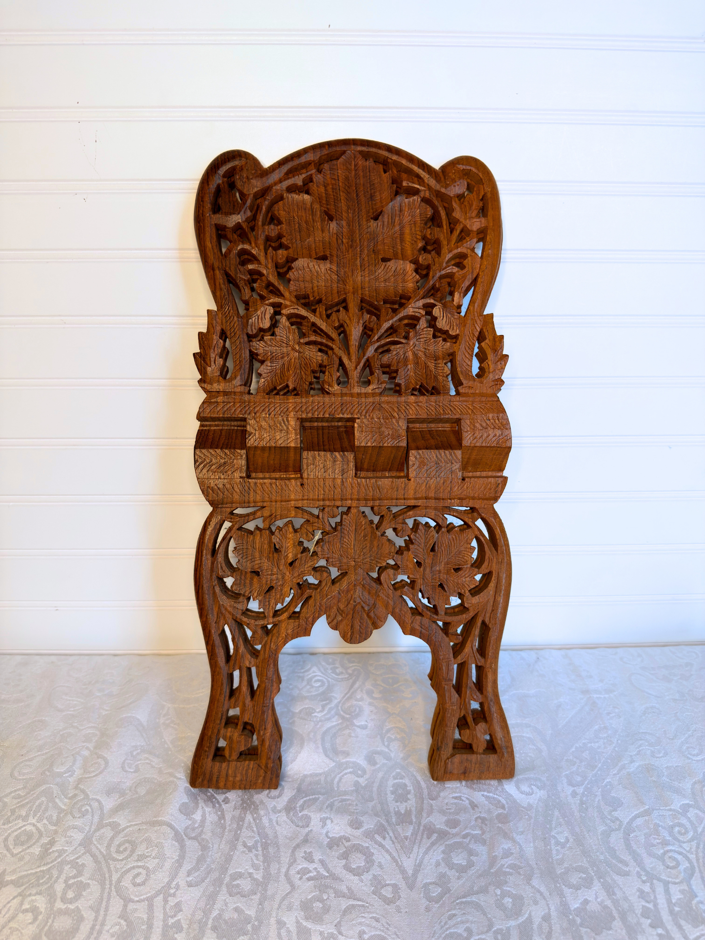 Carved Wood Folding Book Stand