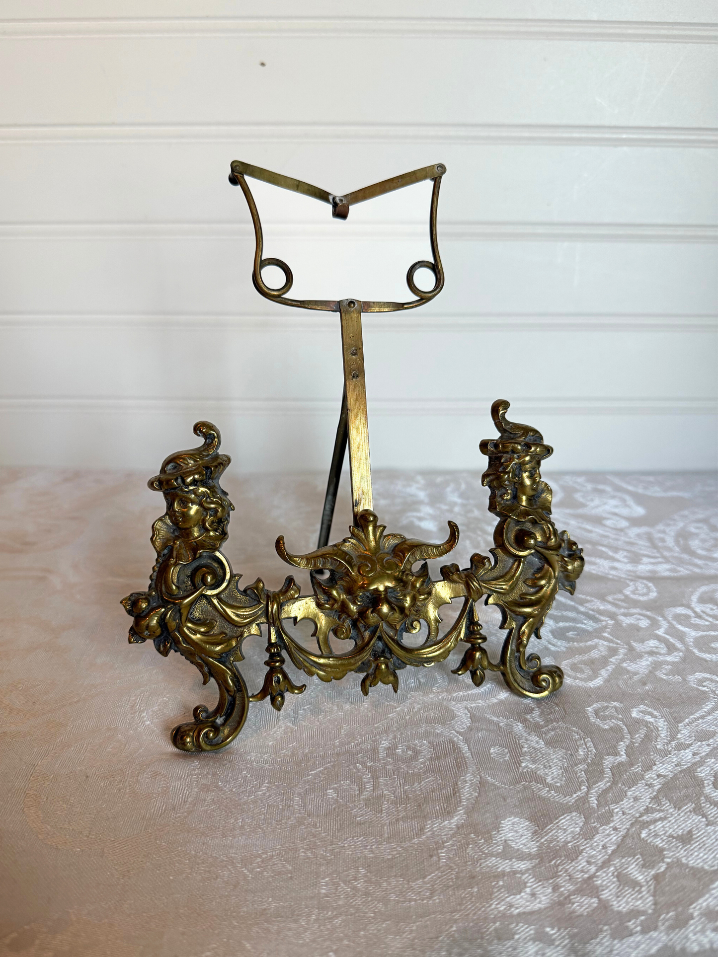 Postcard Figural Brass Easel