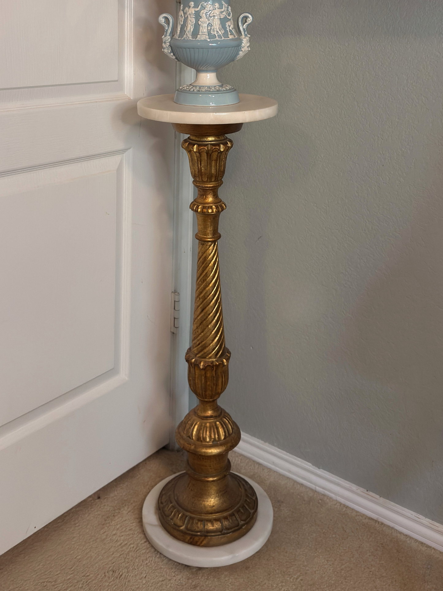 1950's Gilt Wood & Marble Pedestal
