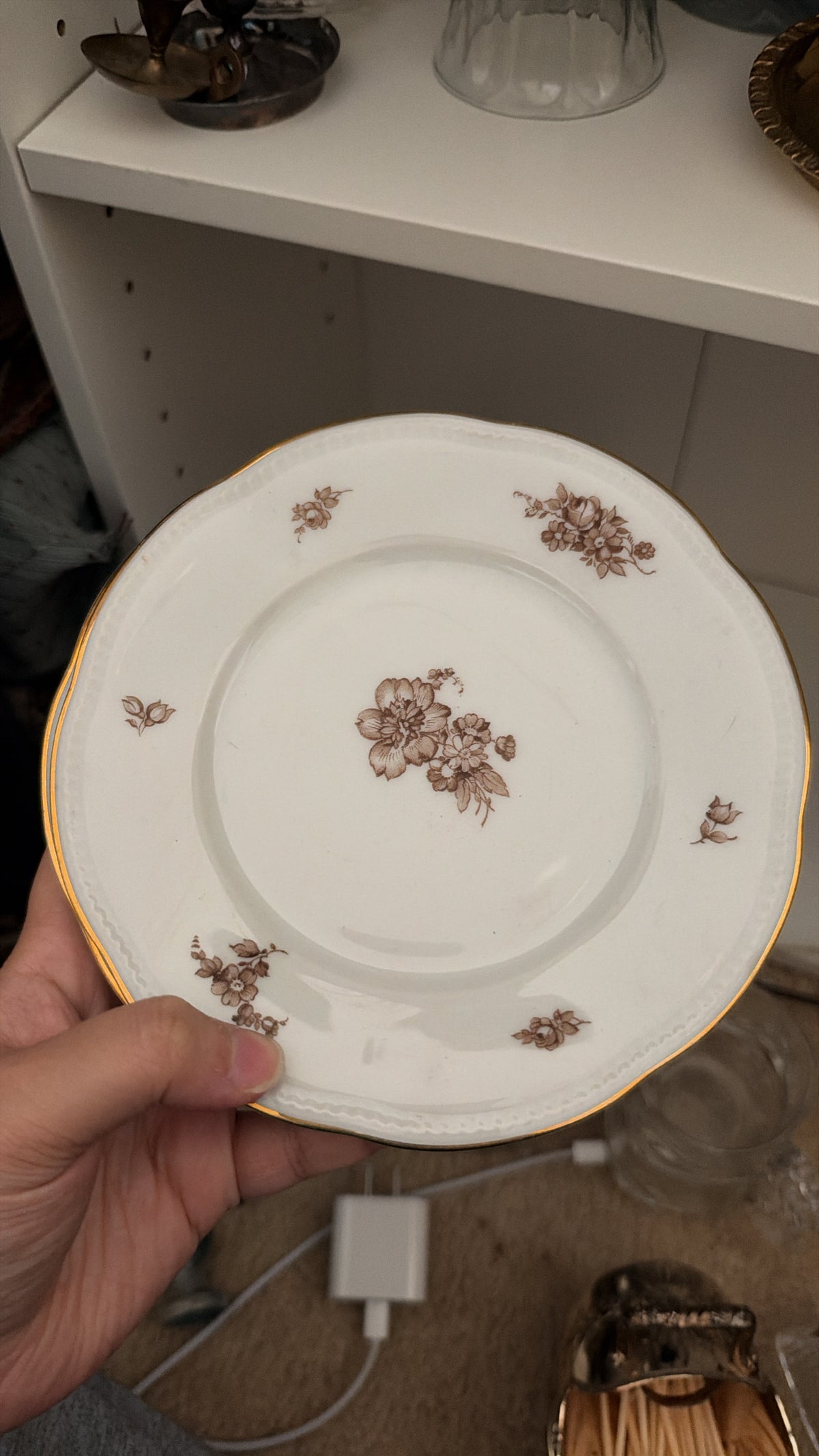 Brown Floral Plates