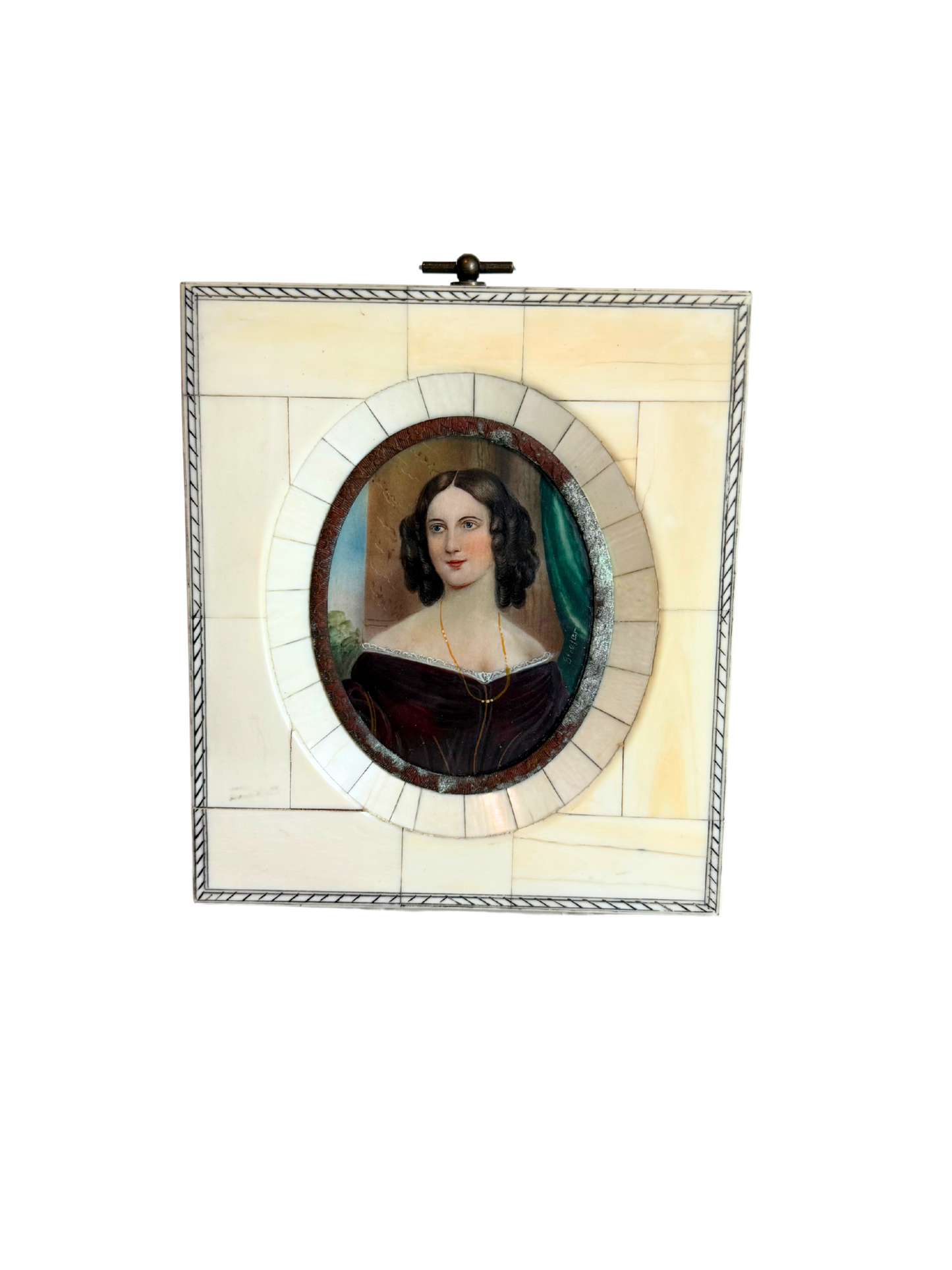 Bone Frame with Caroline Lizius Portrait Painting