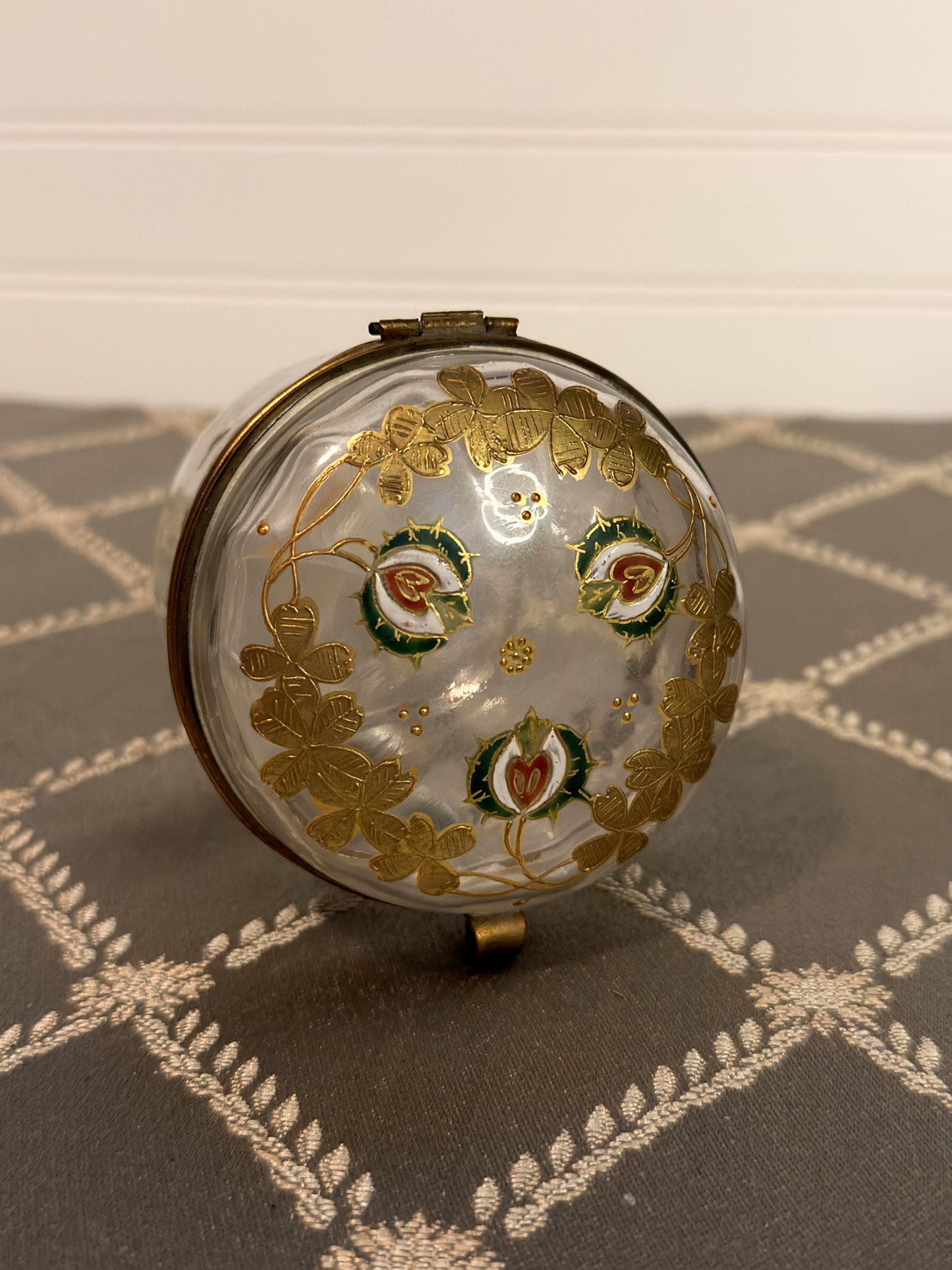 Hand-painted Enameled Glass Jewelry Box