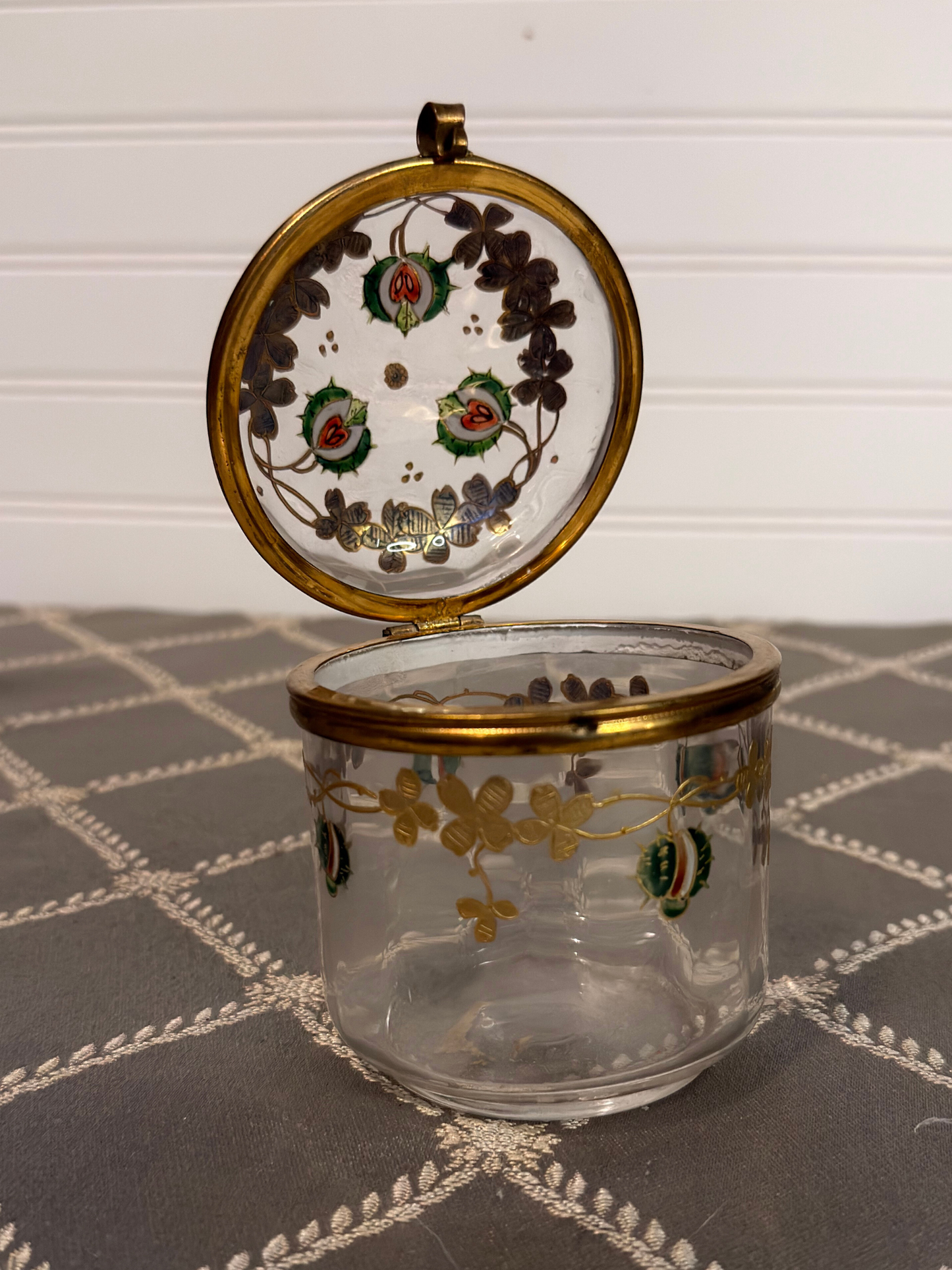 Hand-painted Enameled Glass Jewelry Box