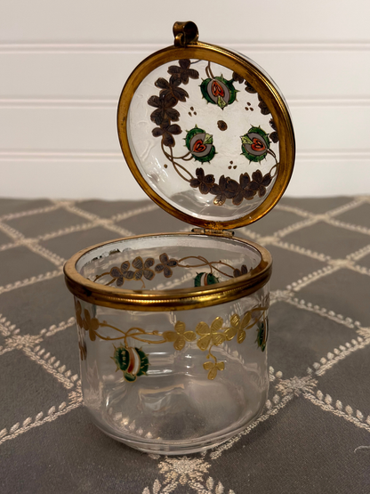 Hand-painted Enameled Glass Jewelry Box
