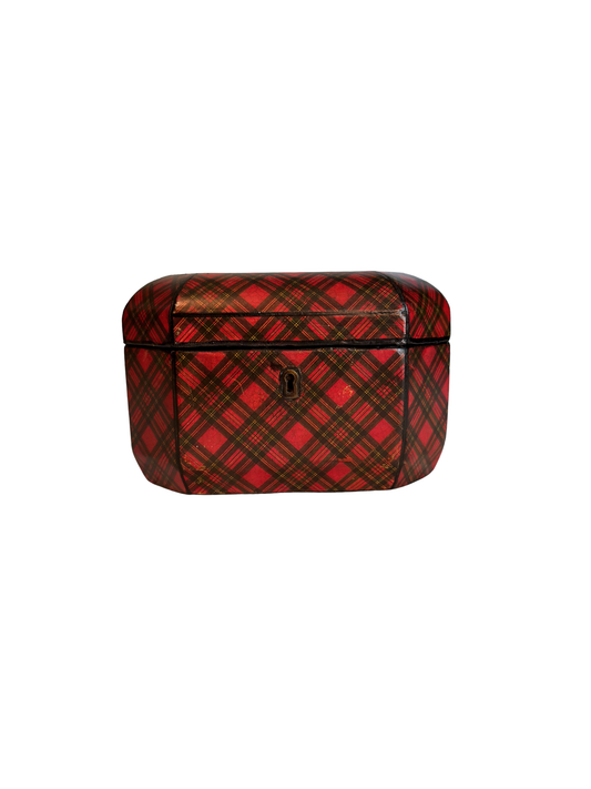 "Stuart" Tartan Ware Wood Tea Caddy
