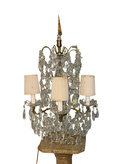 Brass & Crystal Tabletop Chandlier #1