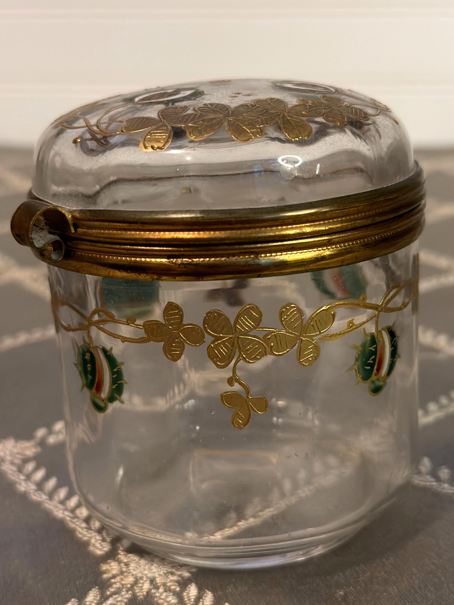 Hand-painted Enameled Glass Jewelry Box