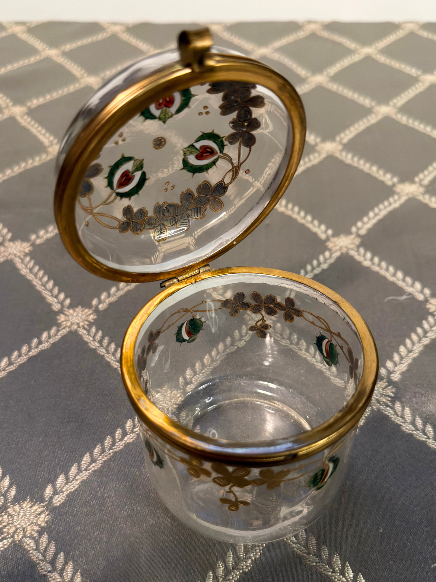 Hand-painted Enameled Glass Jewelry Box