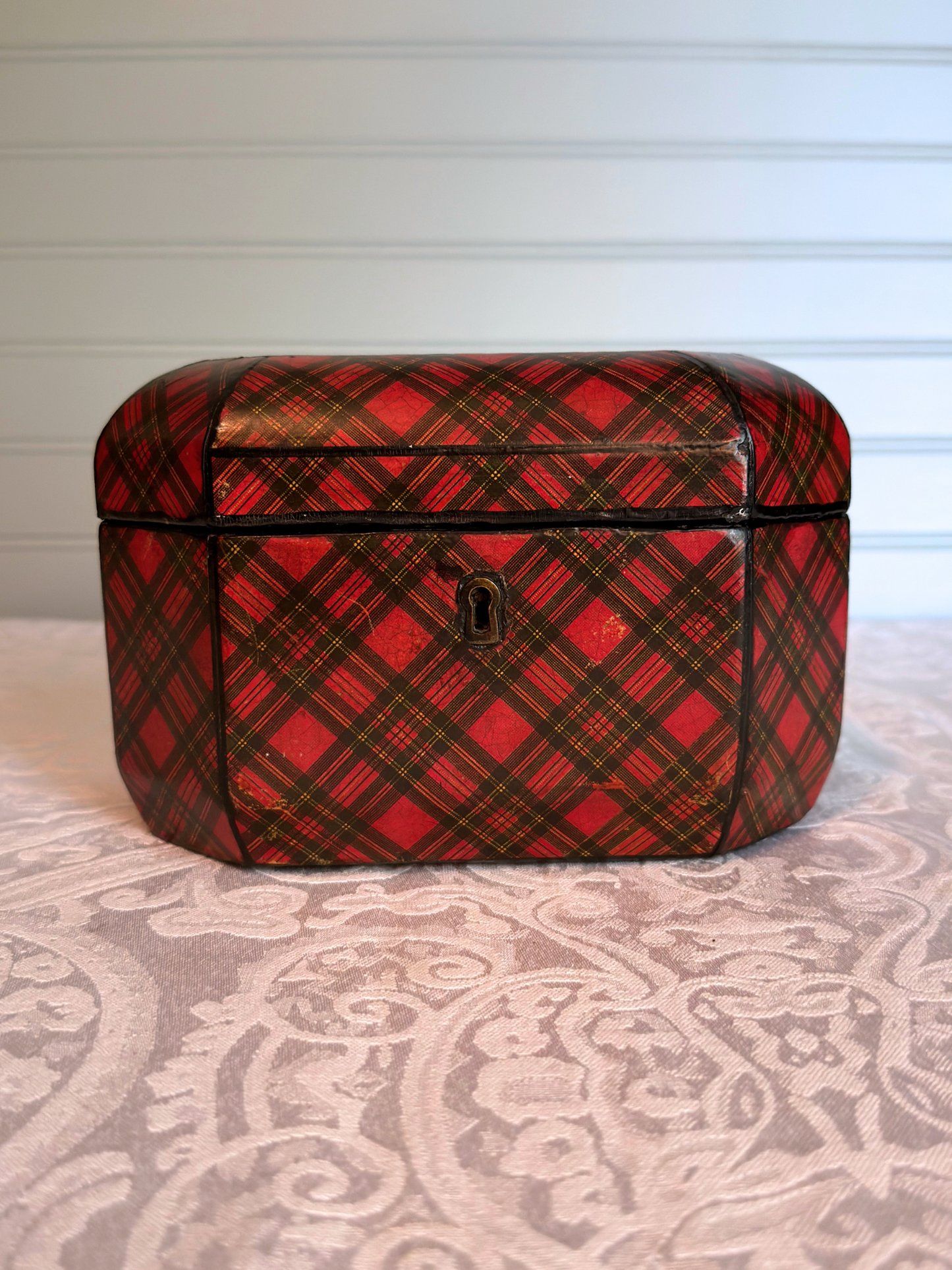 "Stuart" Tartan Ware Wood Tea Caddy