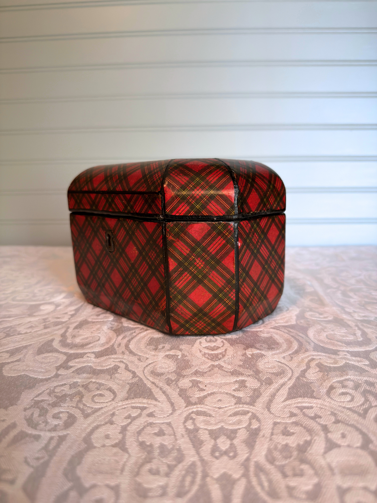 "Stuart" Tartan Ware Wood Tea Caddy